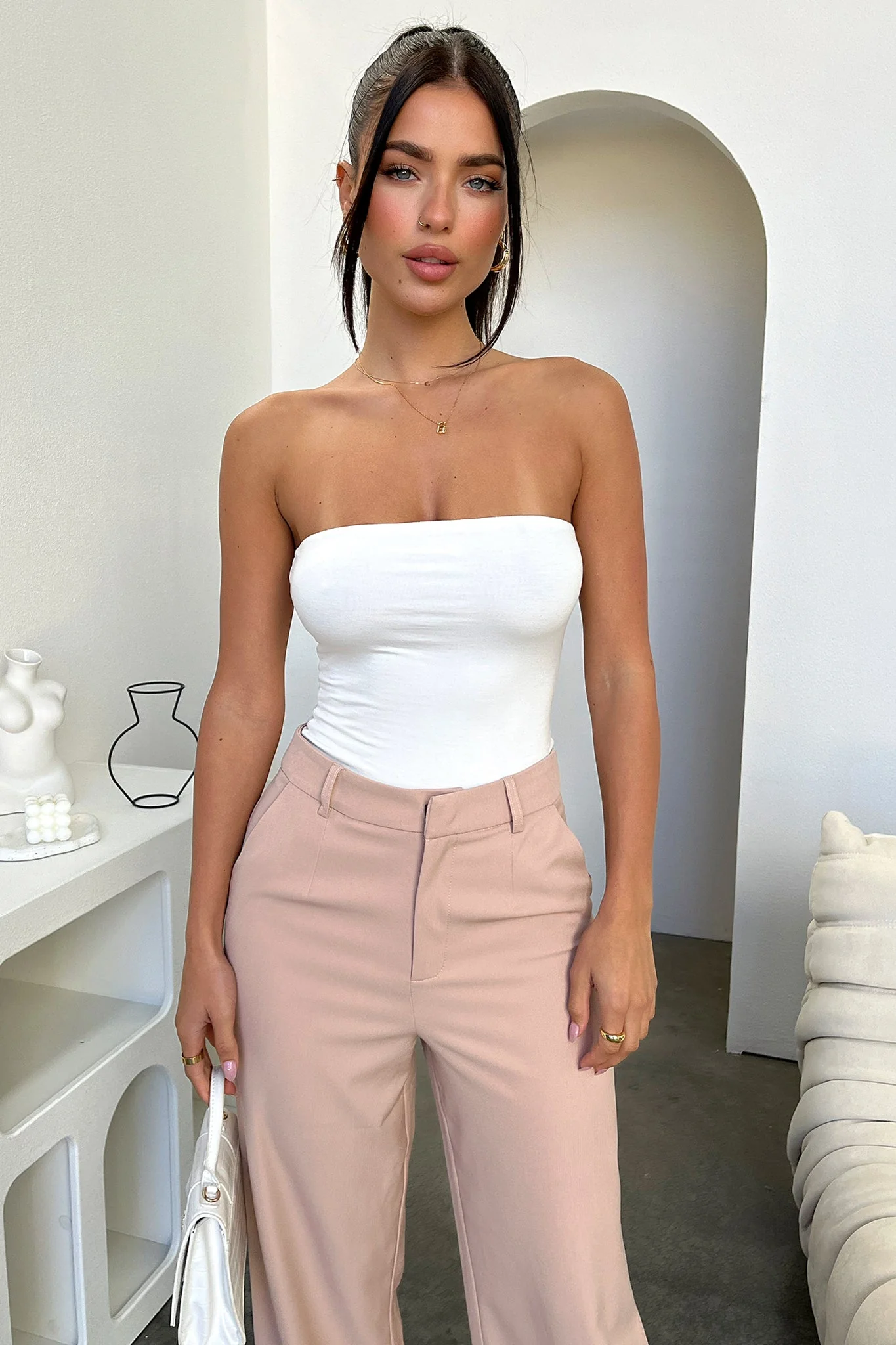 Alaric High Rise Pants - Beige - Image 3