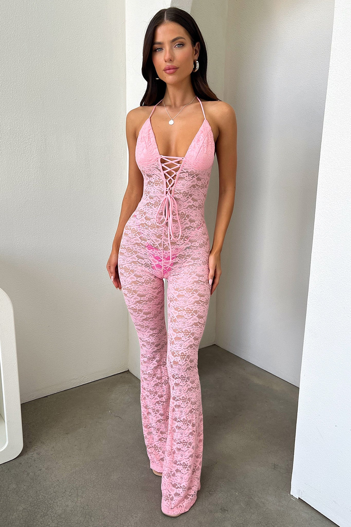 Alfonzo Lace Jumpsuit - Baby Pink - Image 10
