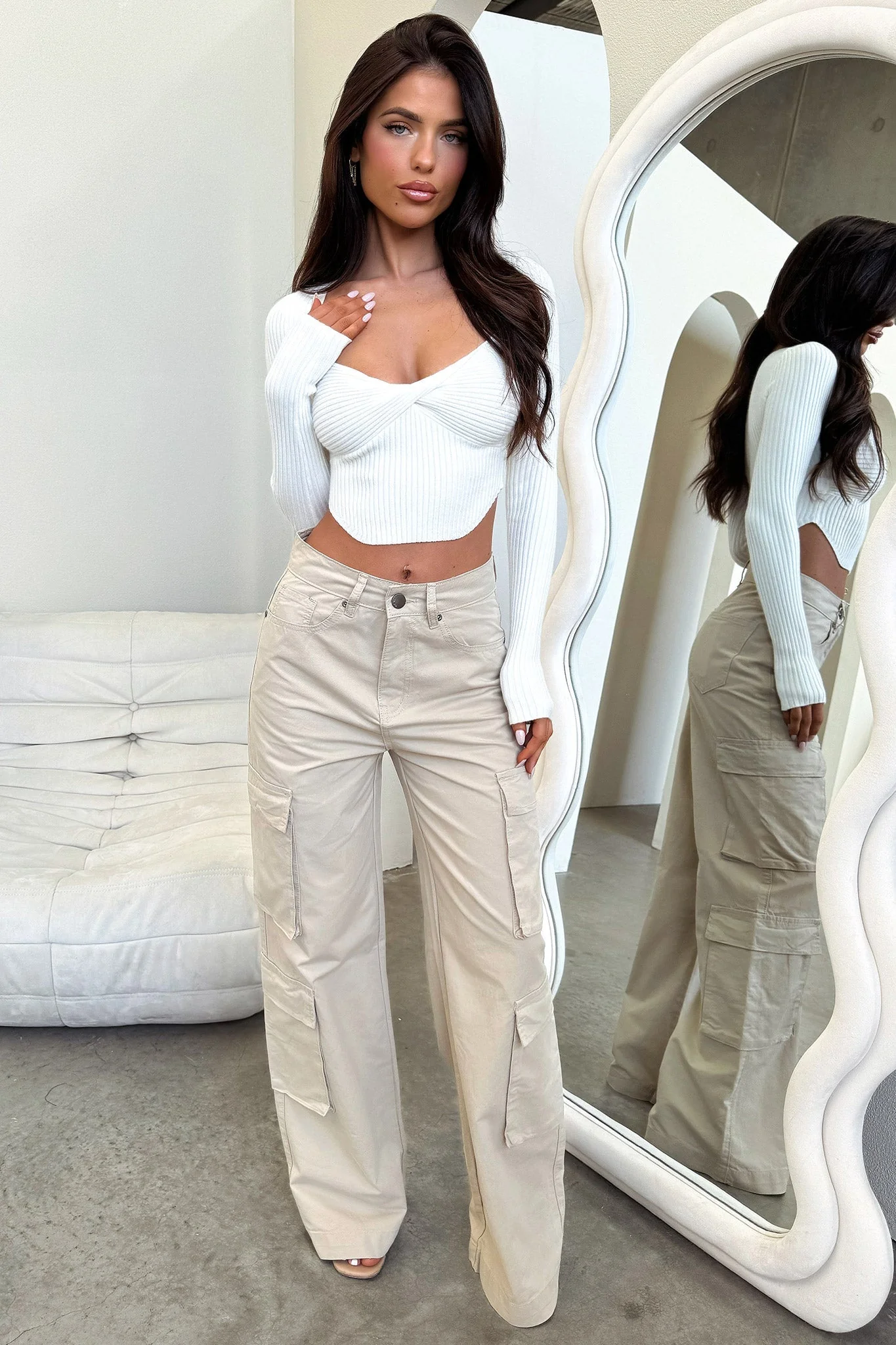 Alyssa Cargo Pants - Beige - Image 5
