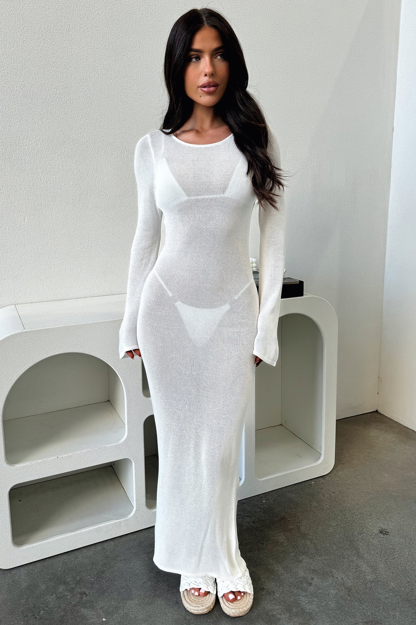 Annem Long Sleeve Maxi Dress - White - Image 4