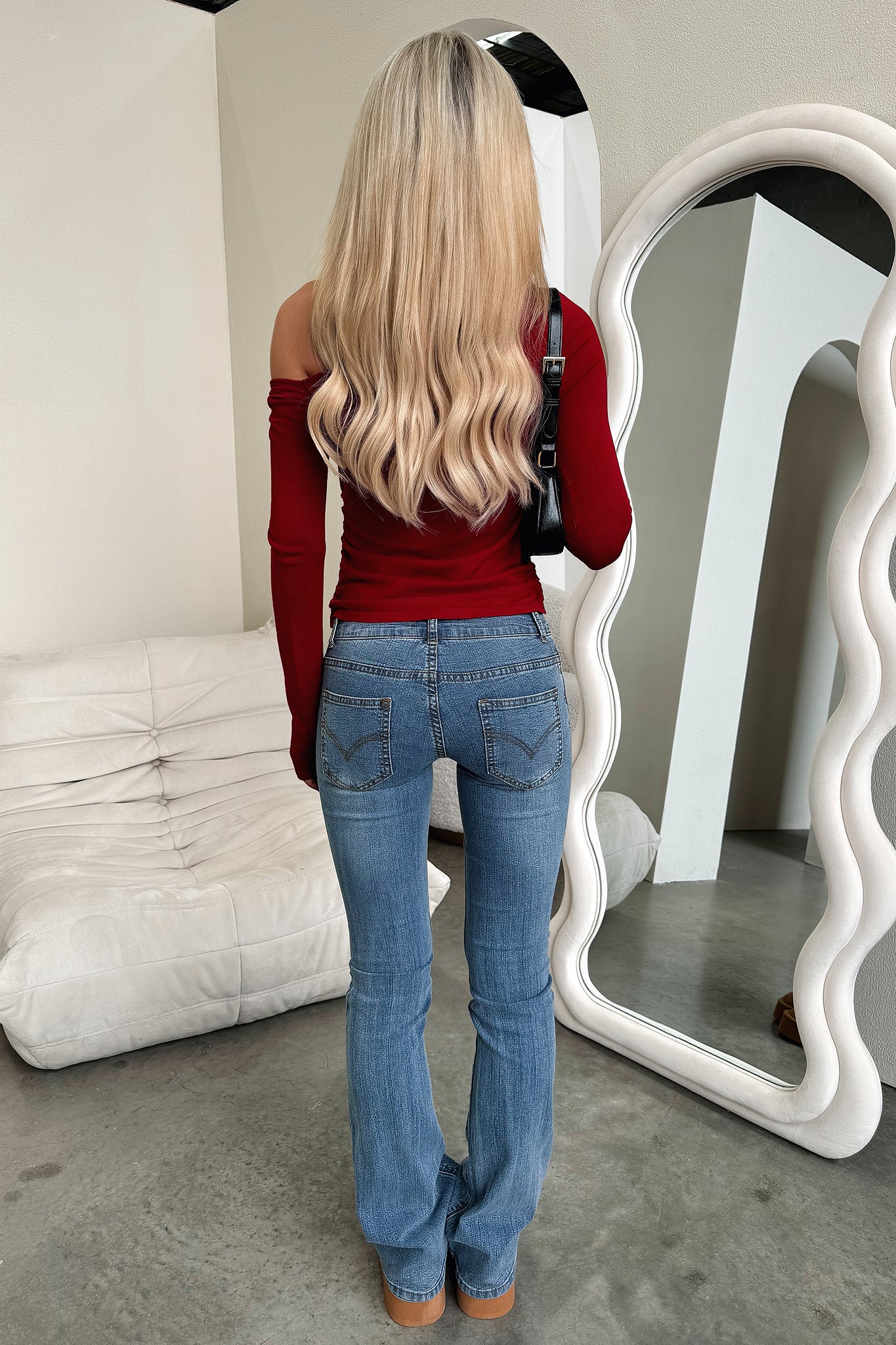 Baylee Off Shoulder Top - Burgundy - Image 7