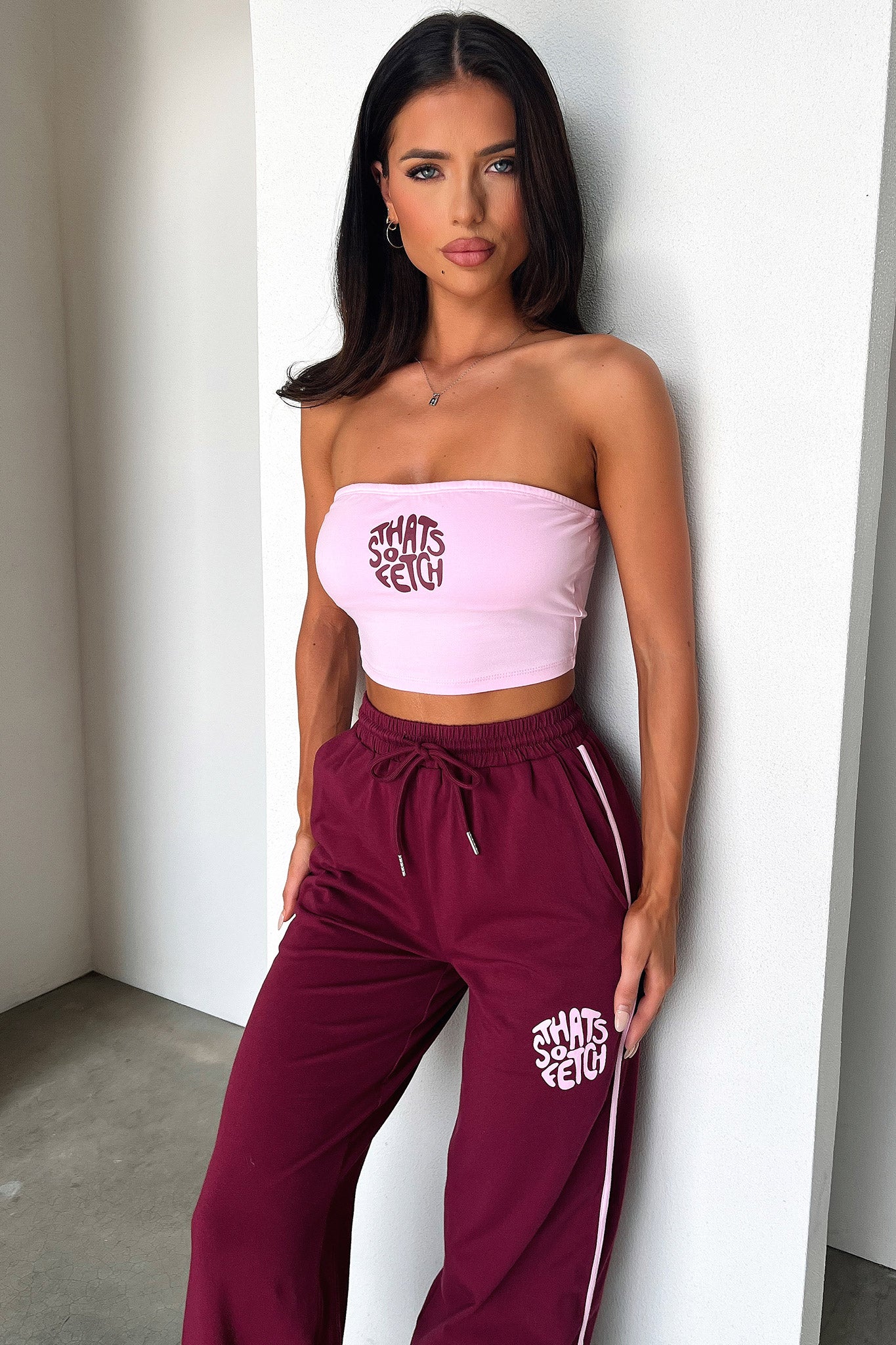 Beckham Wide Leg Pants - Burgundy - Image 5