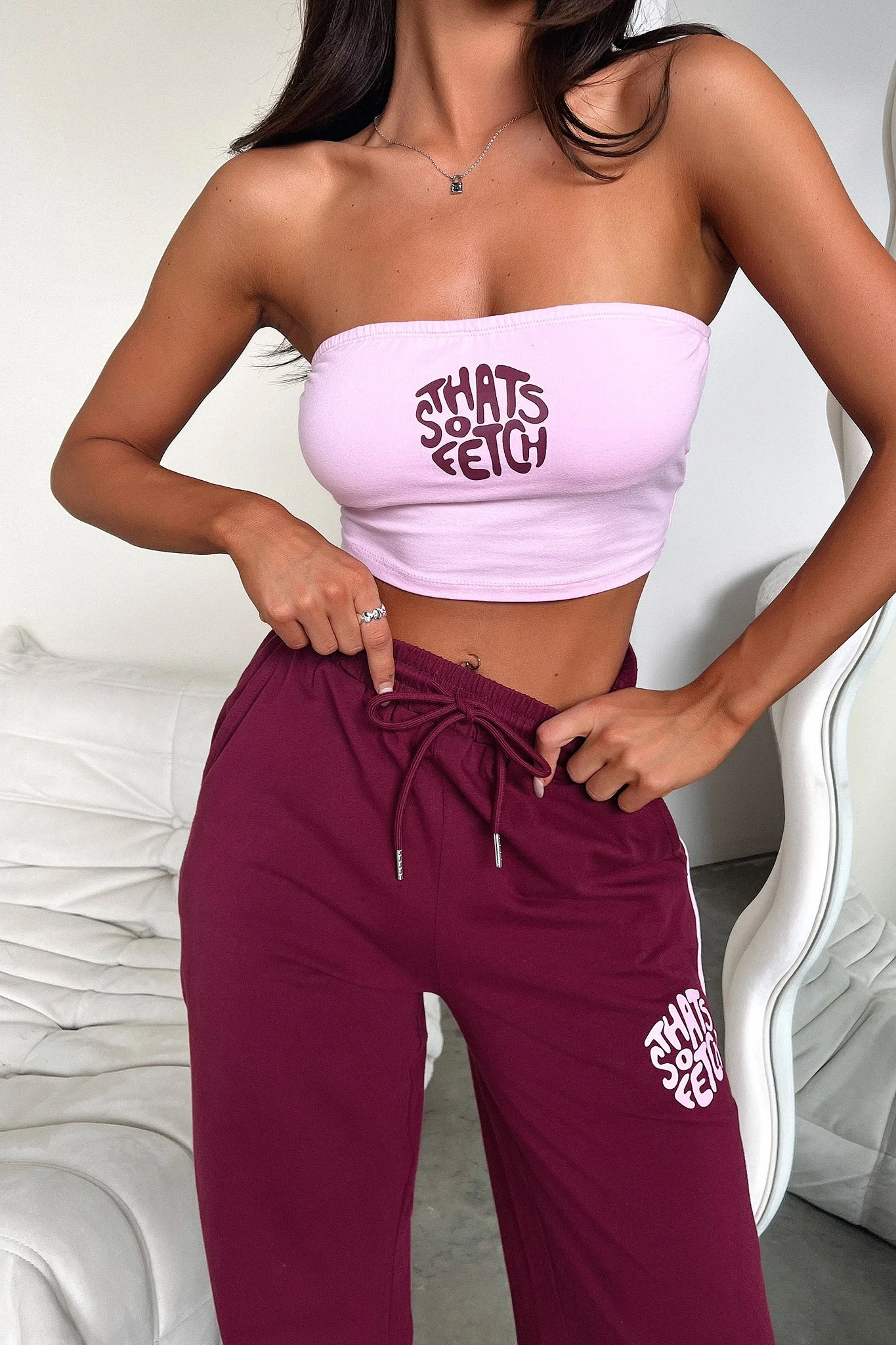 Beckham Wide Leg Pants - Burgundy - Image 6