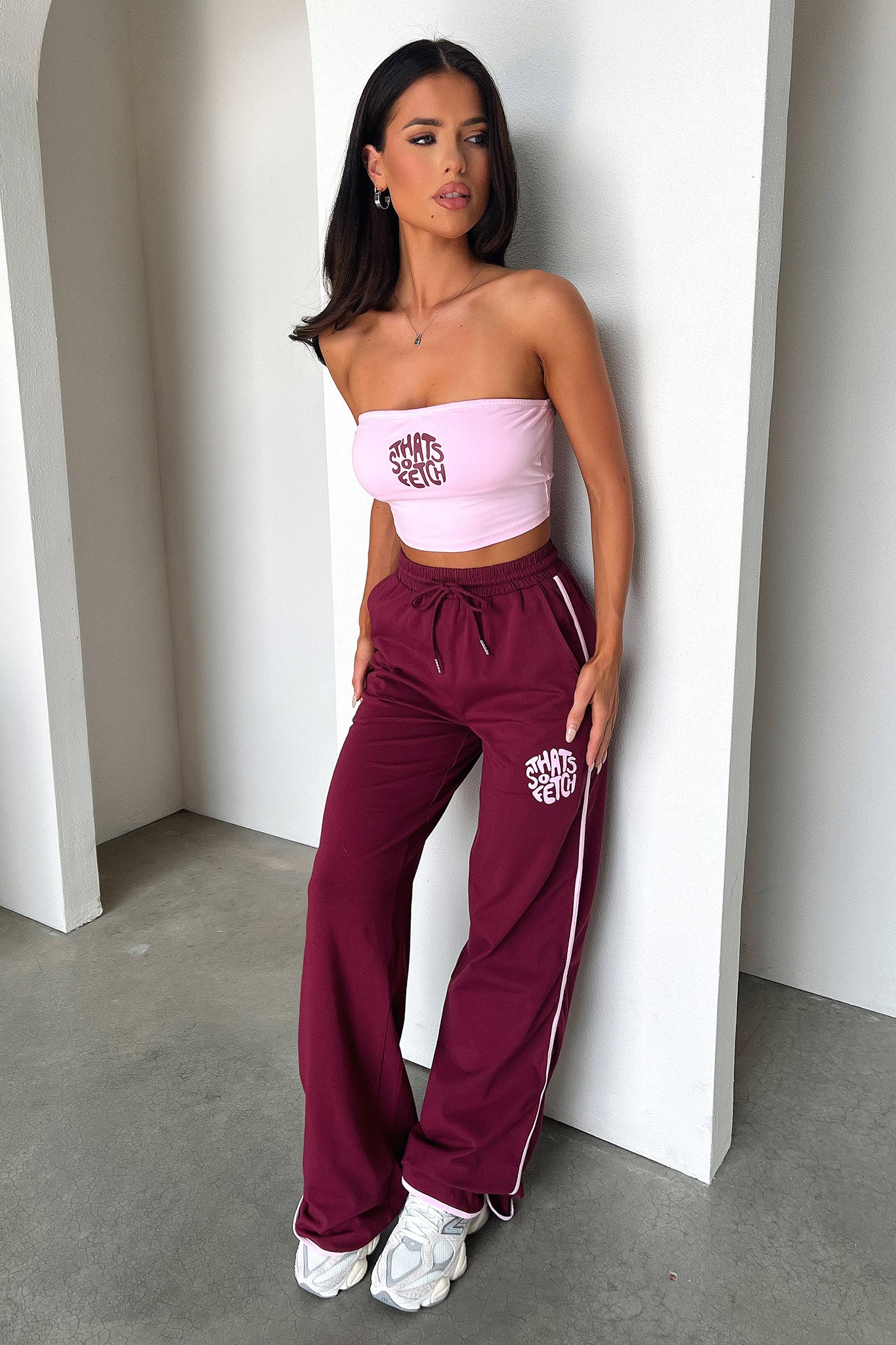 Beckham Wide Leg Pants - Burgundy - Image 7