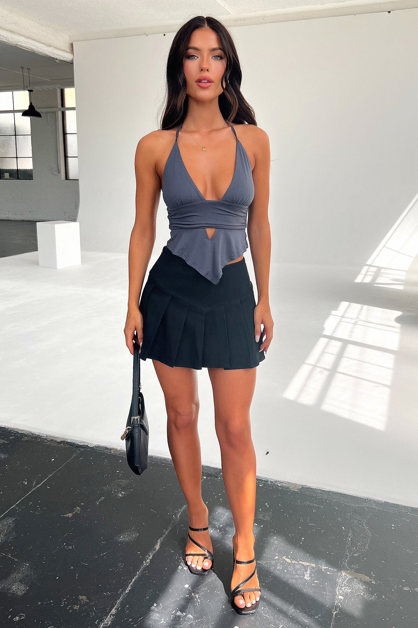 Calison Halter Crop - Charcoal - Image 2