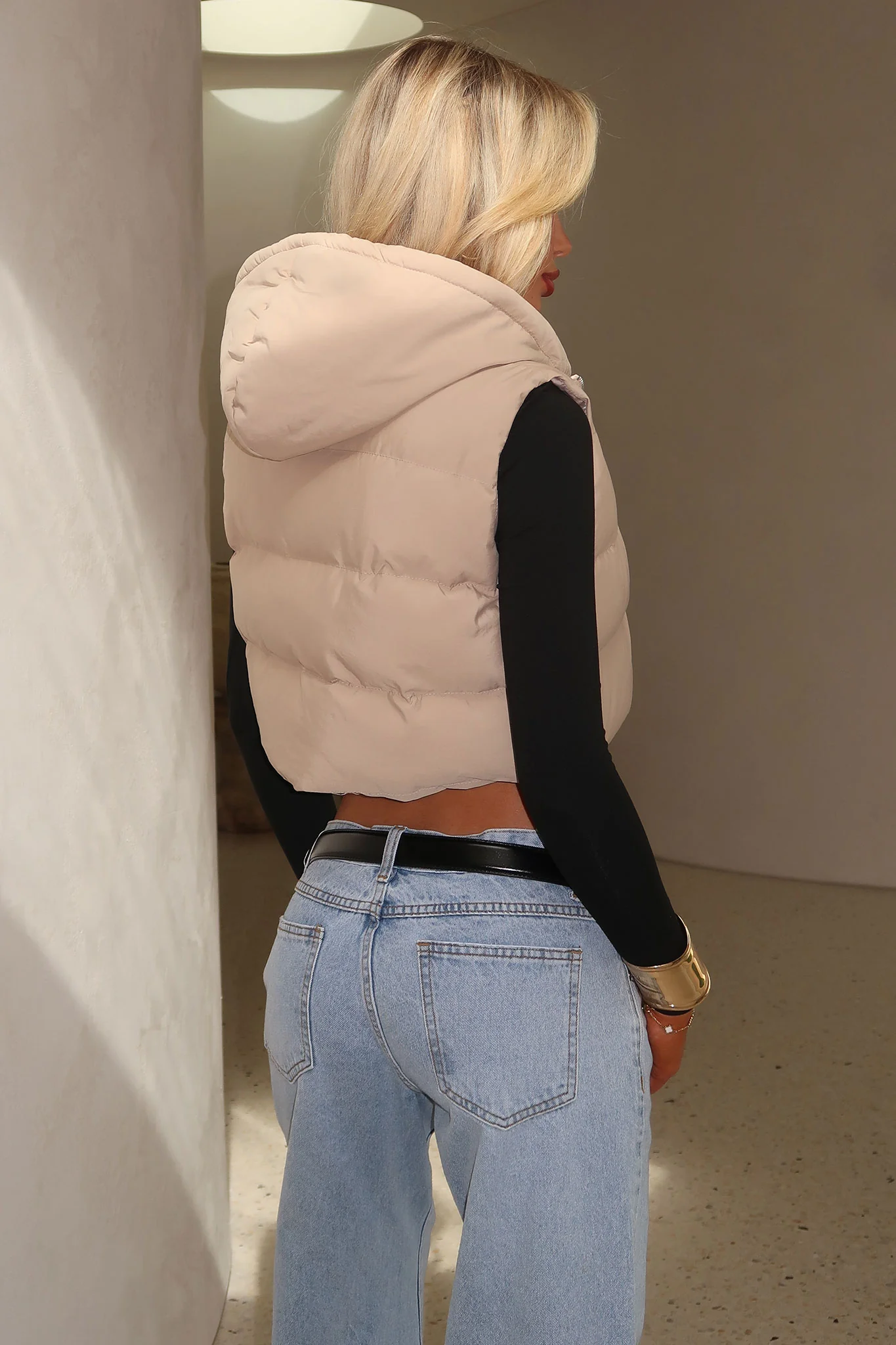 Calvin Puffer Vest - Beige - Image 3