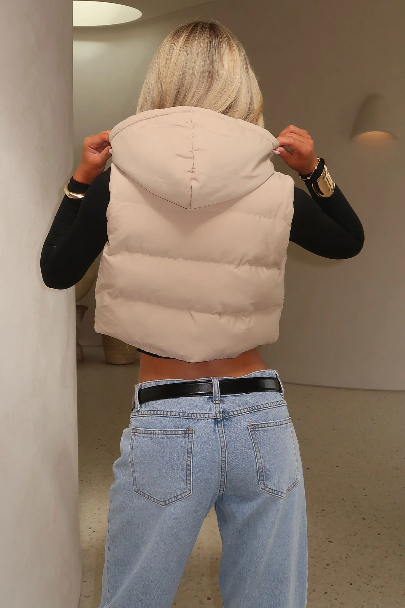 Calvin Puffer Vest - Beige - Image 7