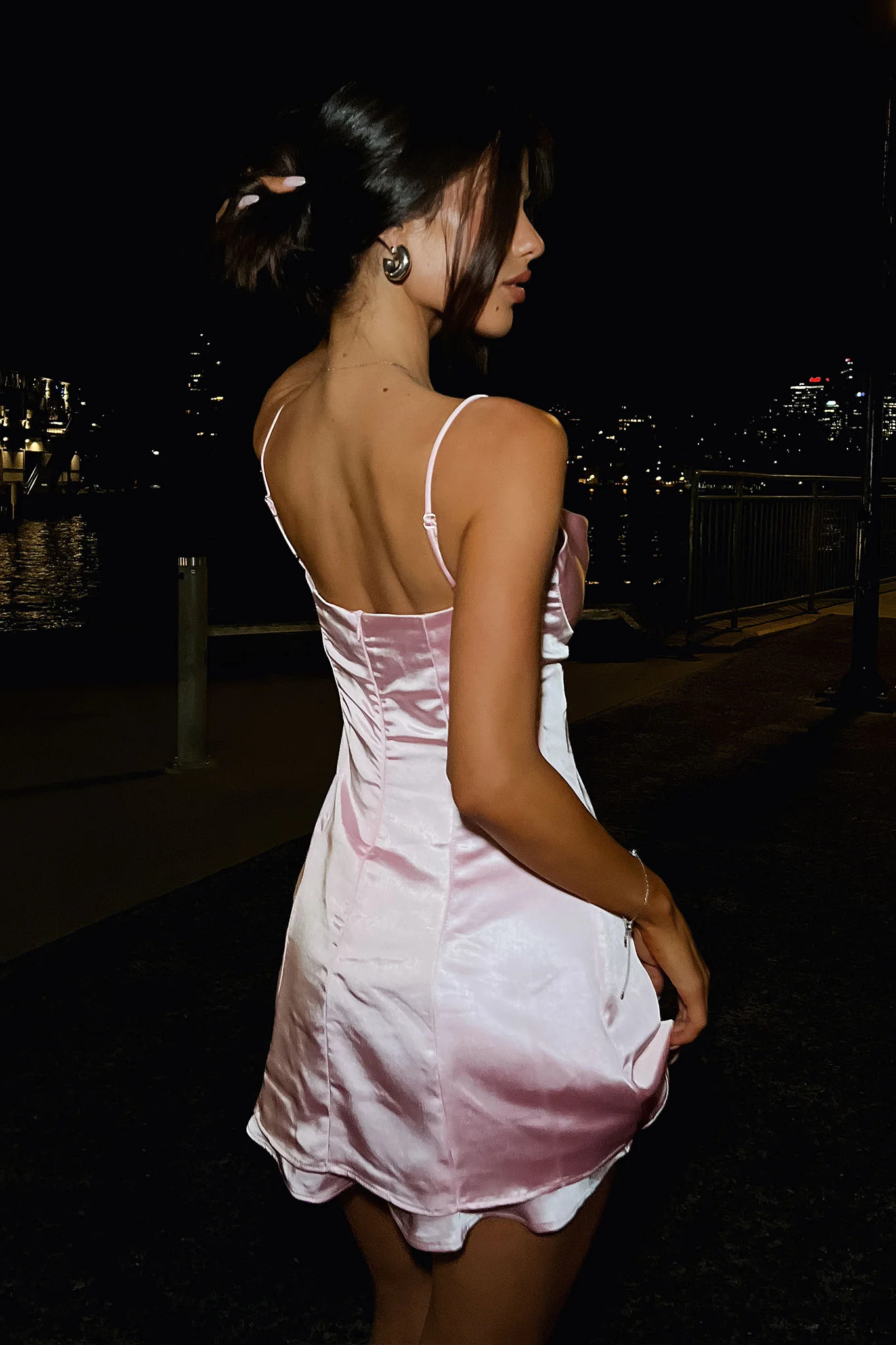 Cecilia Satin Mini Dress - Baby Pink - Image 7