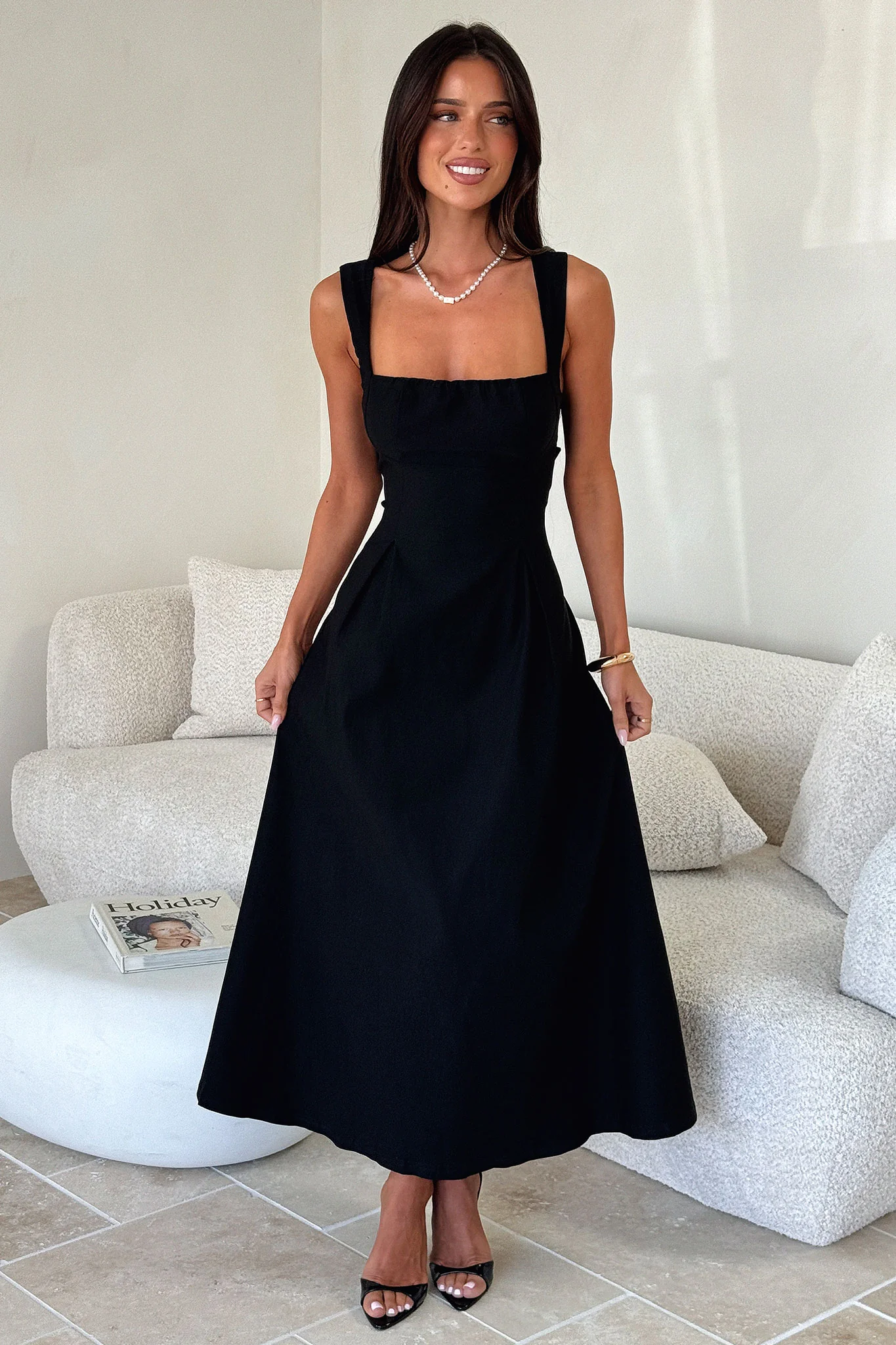 Chantelle Square Neck Midi Dress - Black - Image 2