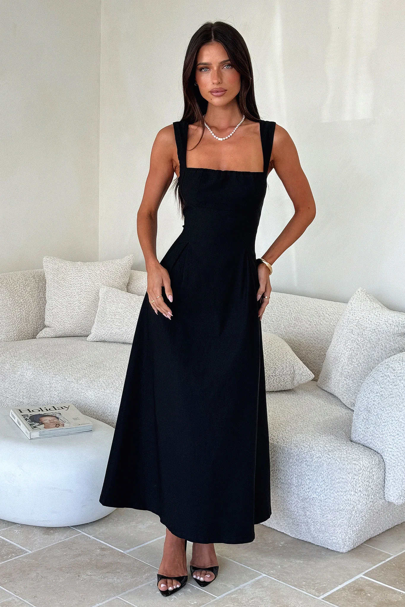 Chantelle Square Neck Midi Dress - Black - Image 3