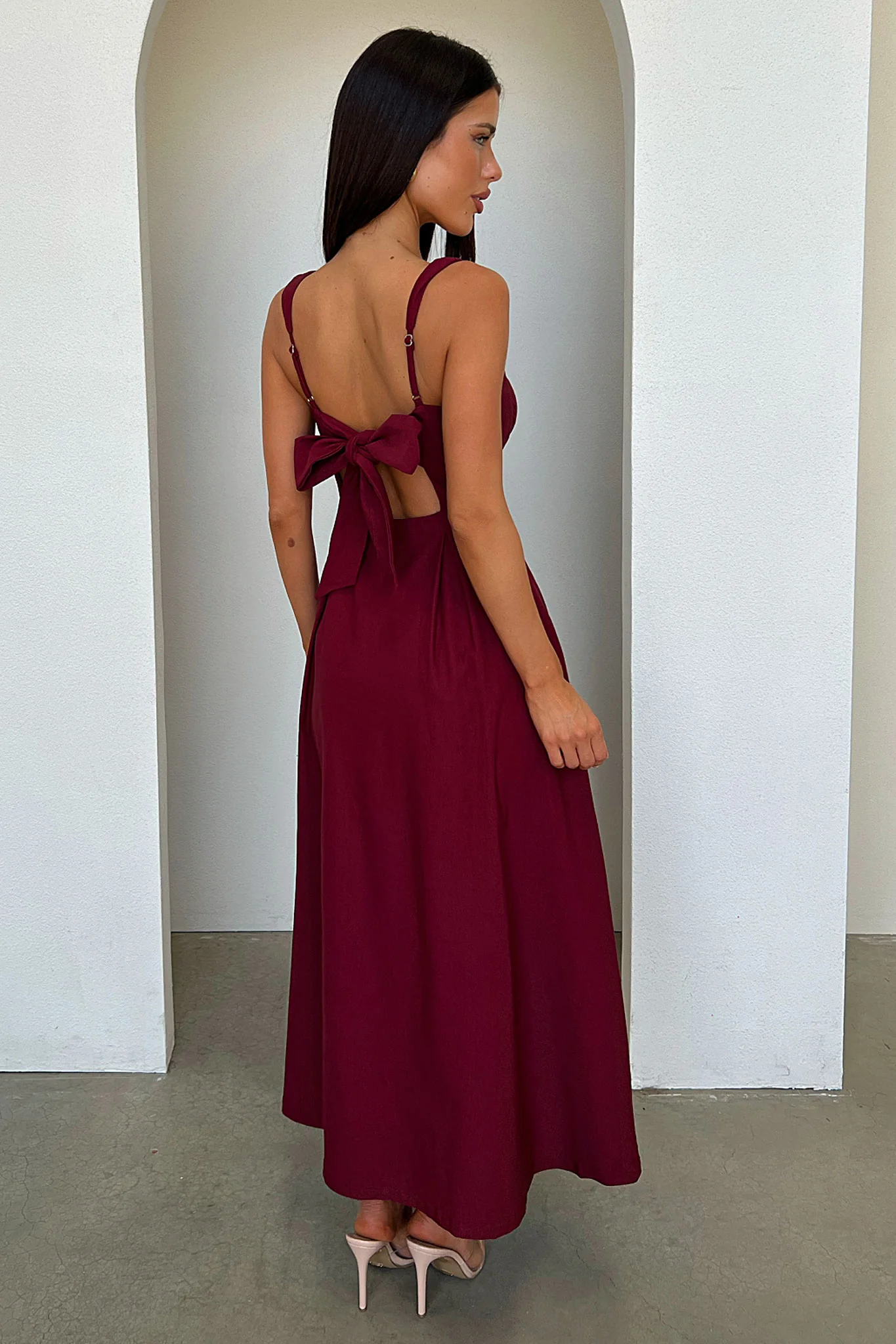 Chantelle Square Neck Midi Dress - Burgundy - Image 5