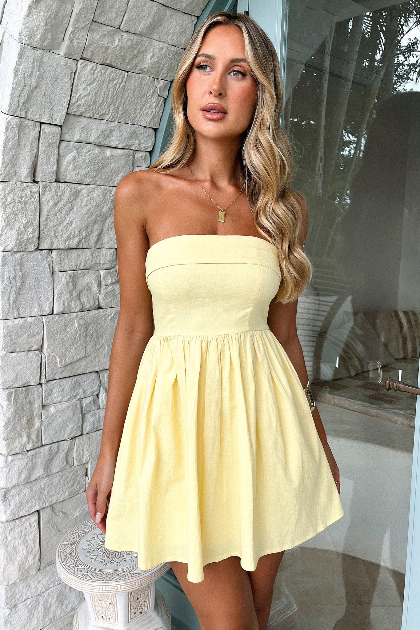 Cornell Mini Dress - Baby Yellow - Image 2