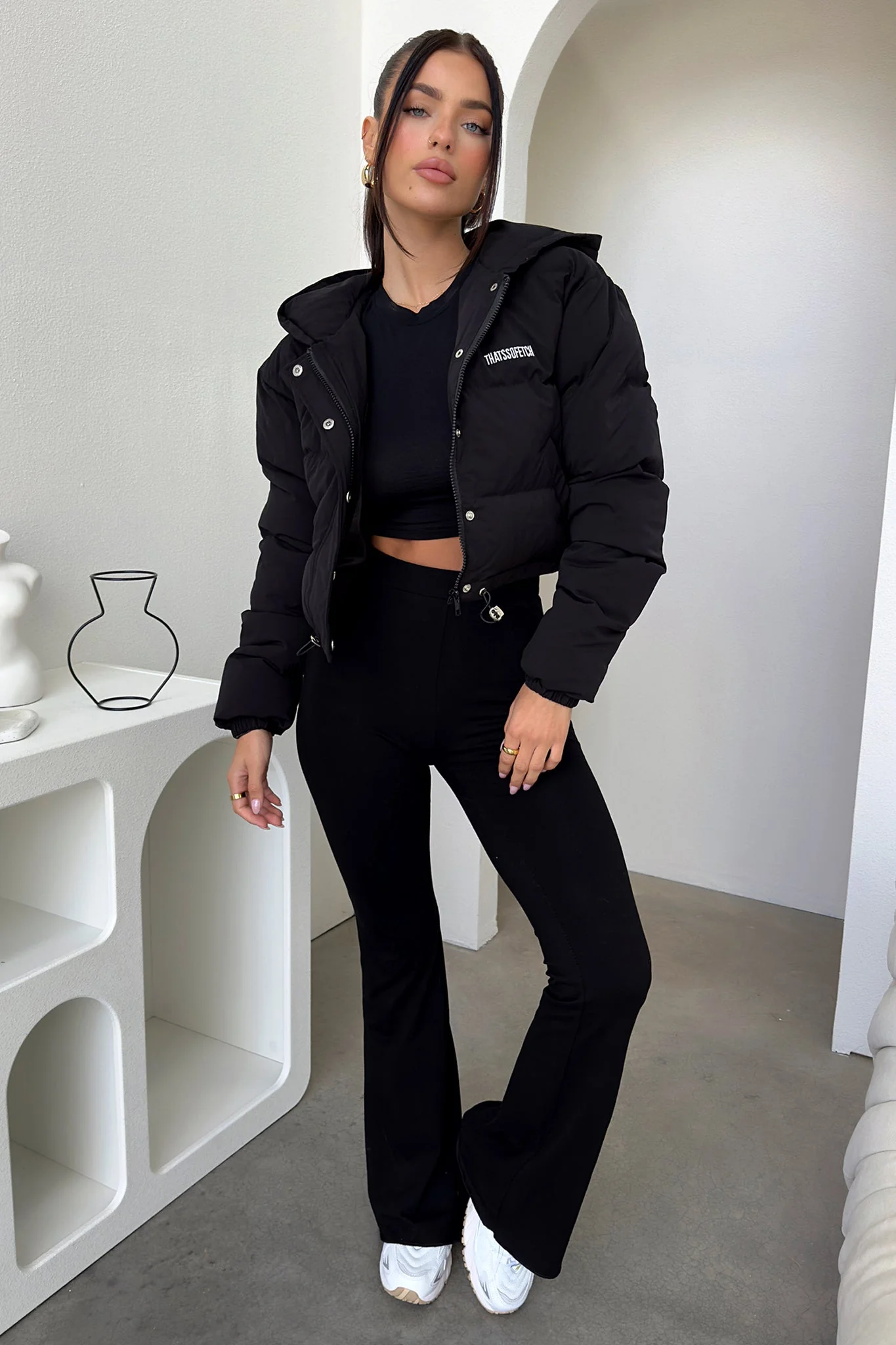 Cyrus Puffer Jacket - Black - Image 2