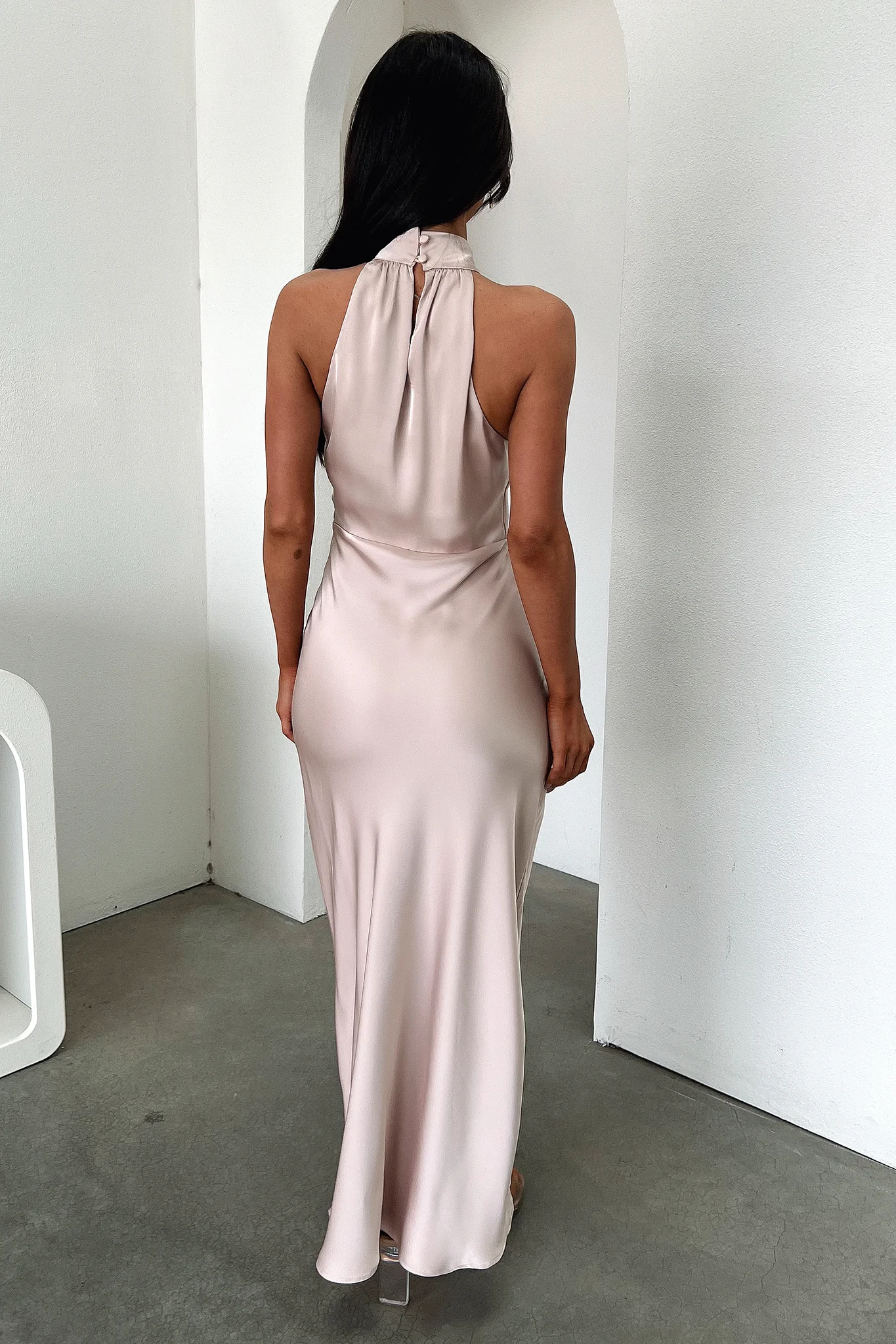 Daphne High Neck Maxi Dress - Champagne - Image 6