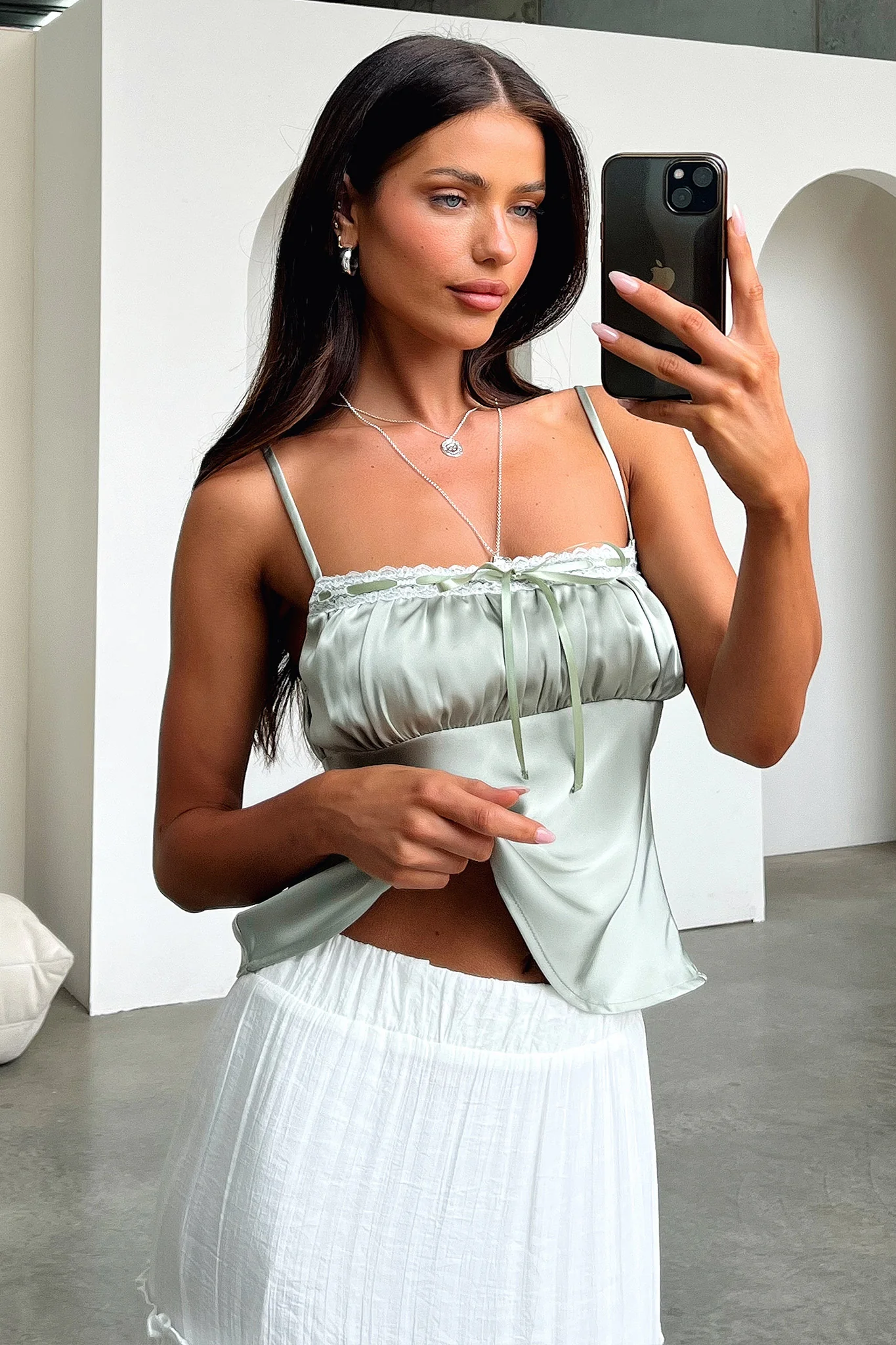 Dash Silky Cami Top - Sage - Image 3