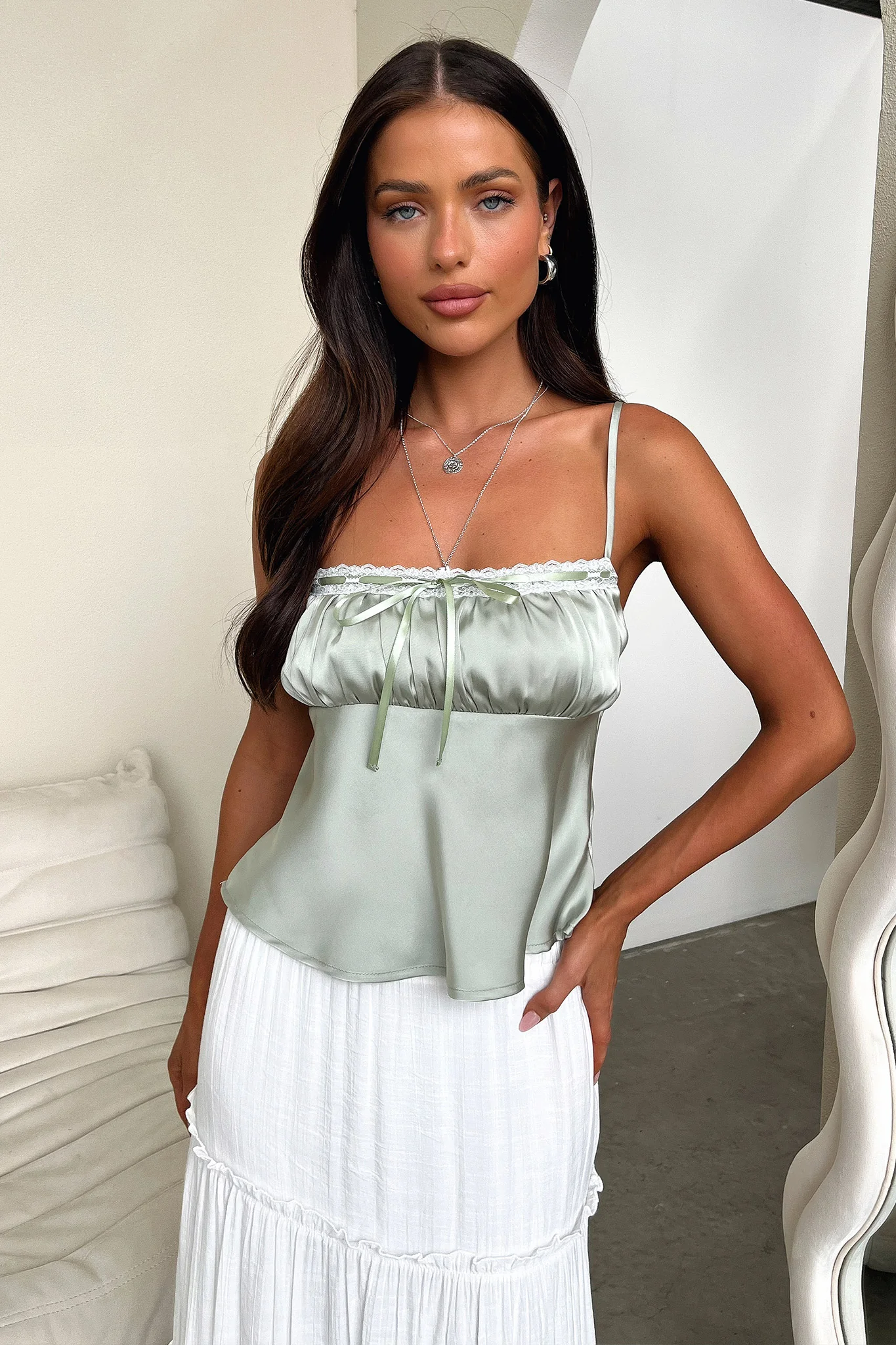 Dash Silky Cami Top - Sage - Image 4
