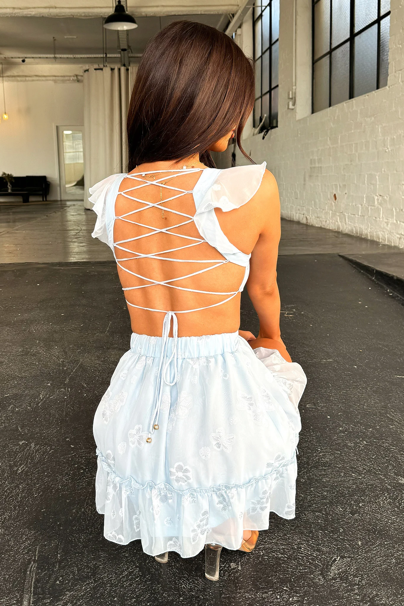 Deborah Cut Out Mini Dress - Baby Blue - Image 8