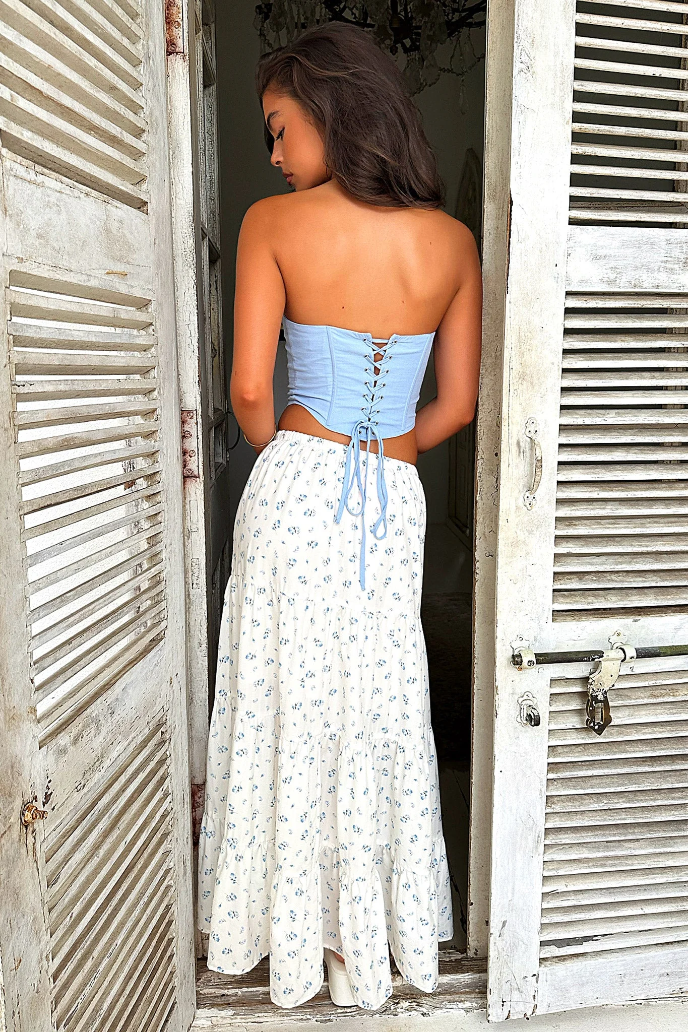 Elisa Strapless Corset Top - Blue - Image 8