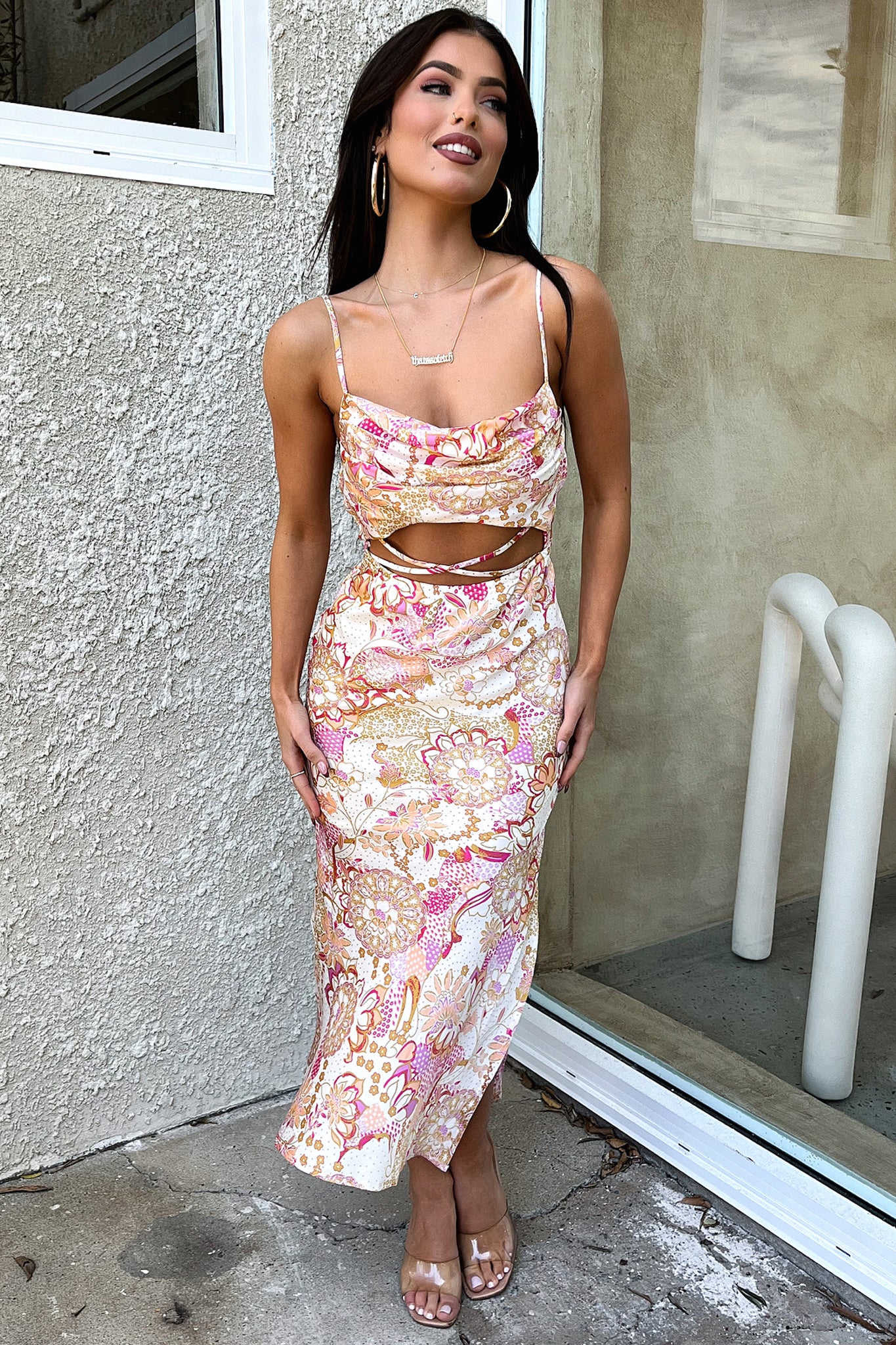 Florence Midi Dress - Pink Floral - Image 3