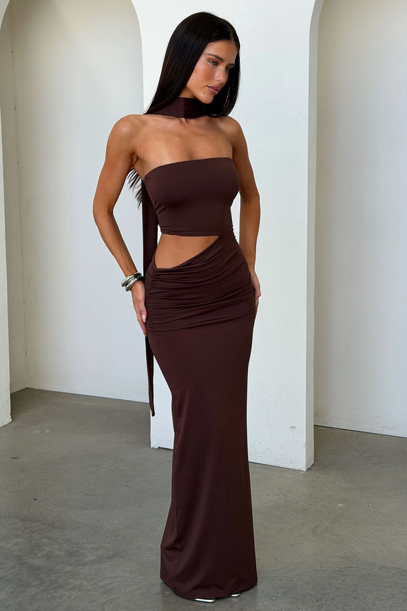 Forbes Strapless Maxi Dress - Brown - Image 3