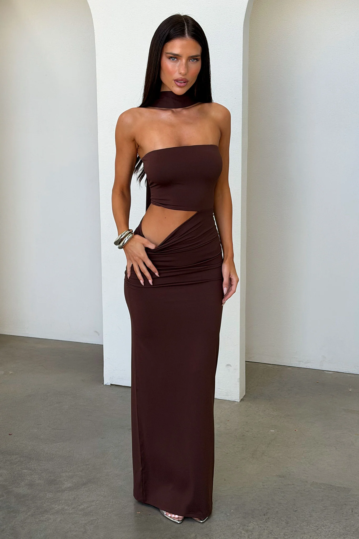 Forbes Strapless Maxi Dress - Brown - Image 6