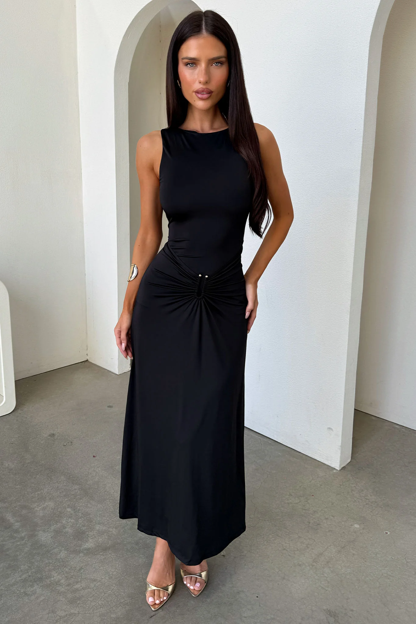 Henrietta Sleeveless Maxi Dress - Black - Image 3