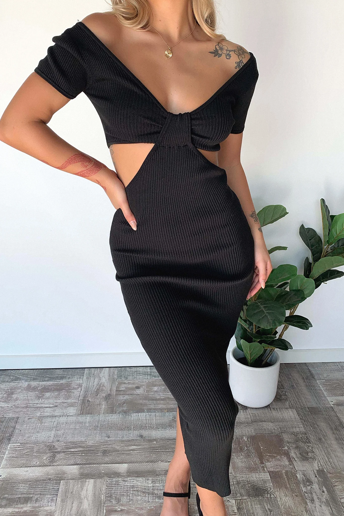 Jenner Midi Dress - Black - Image 3