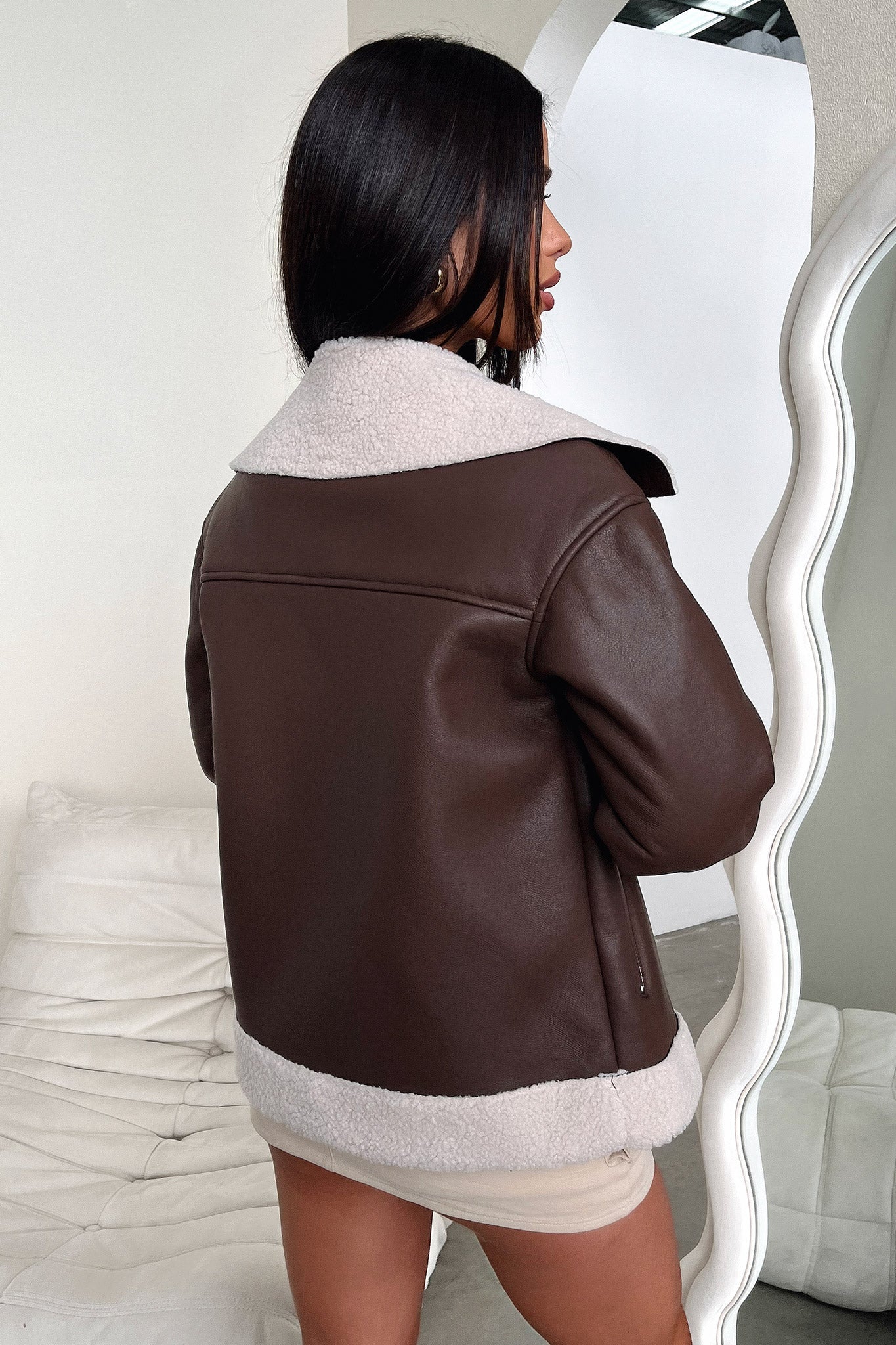 Kobie Faux Leather Jacket - Brown - Image 10