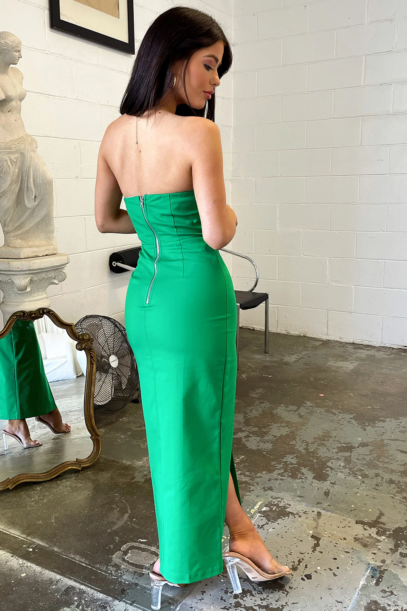 Lane Strapless Maxi Dress - Green - Image 5