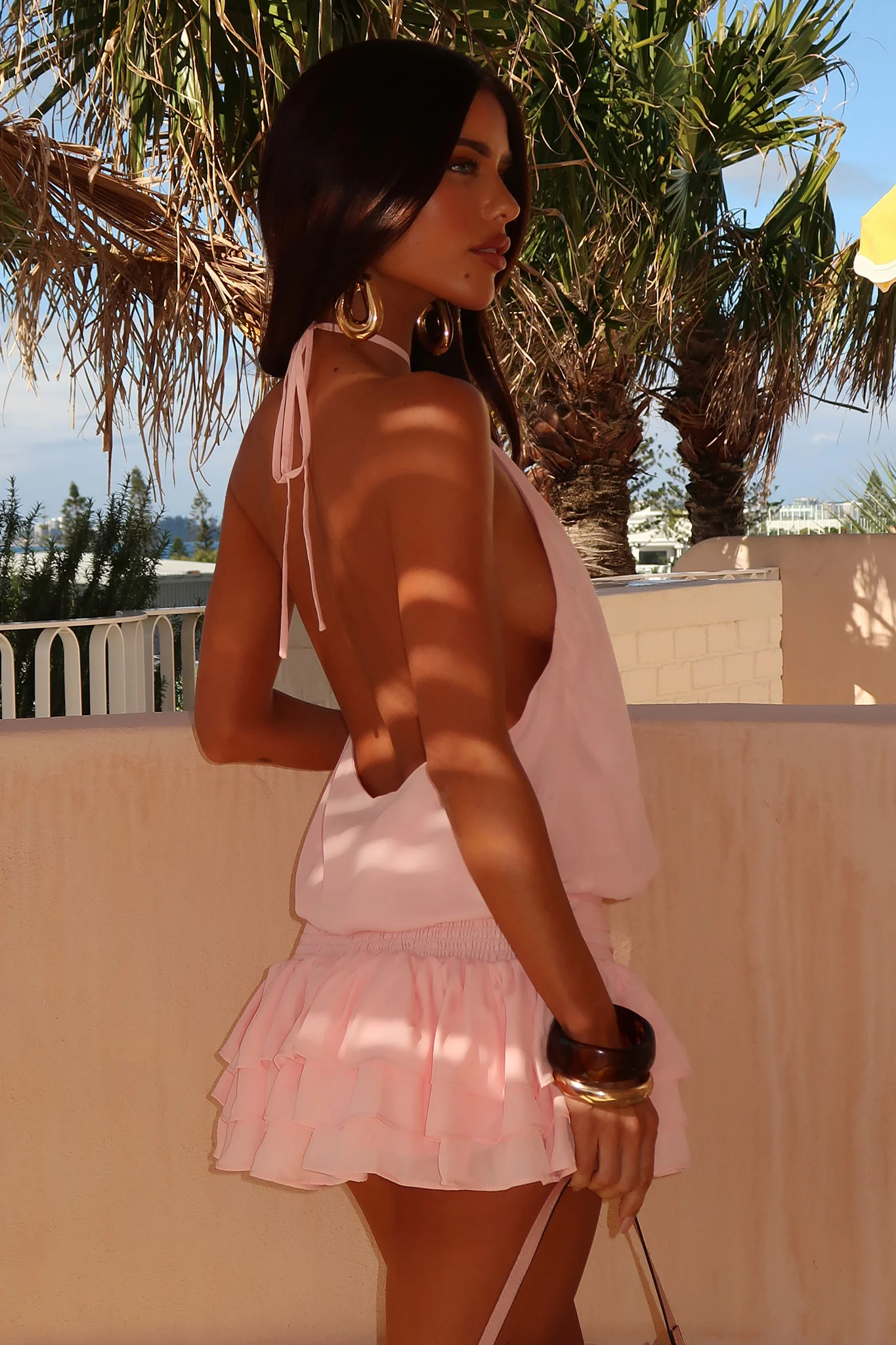 Latina Open Back Mini Dress - Baby Pink - Image 2