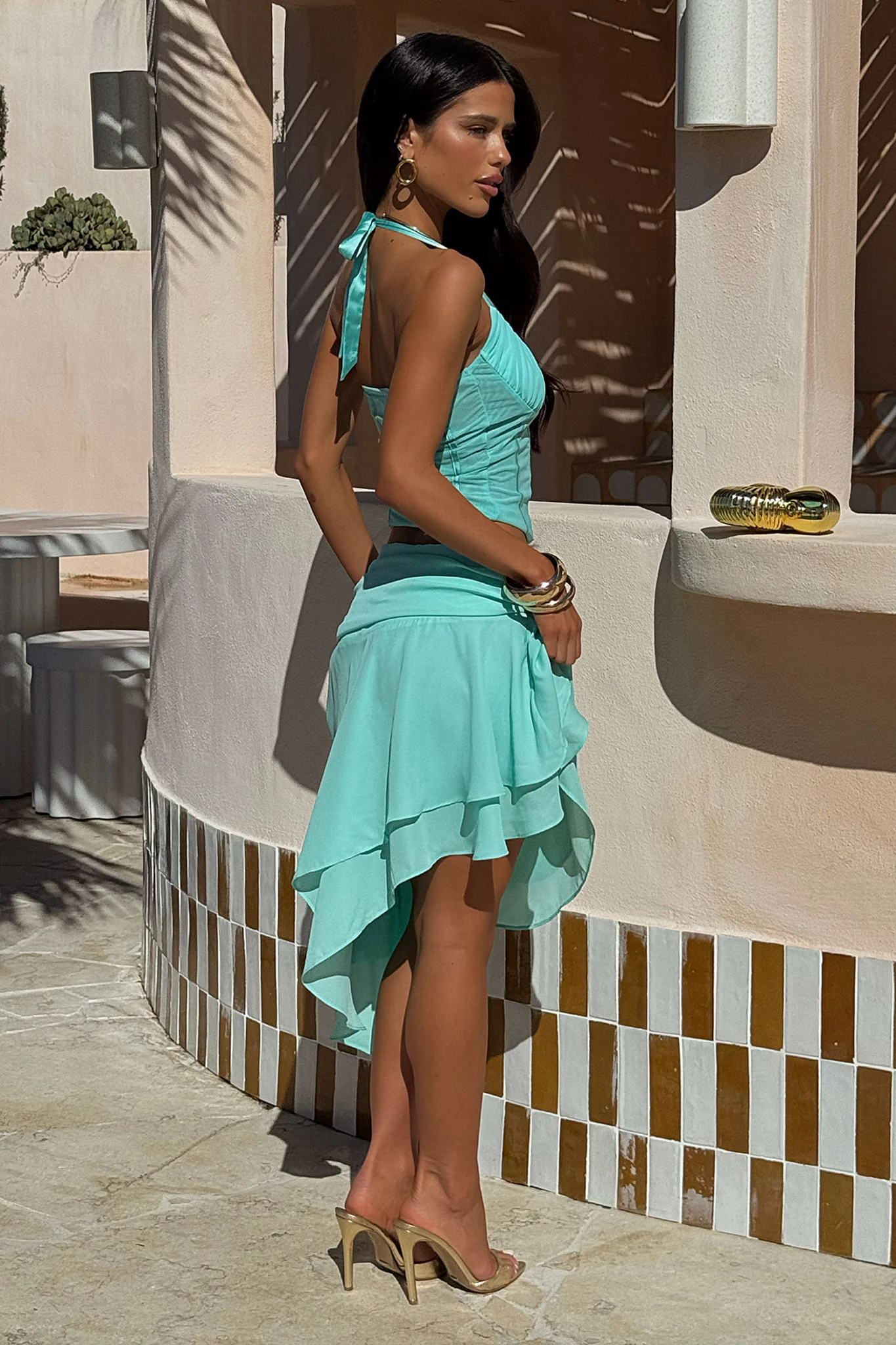 Lawrence Halter Neck Top - Aqua - Image 8