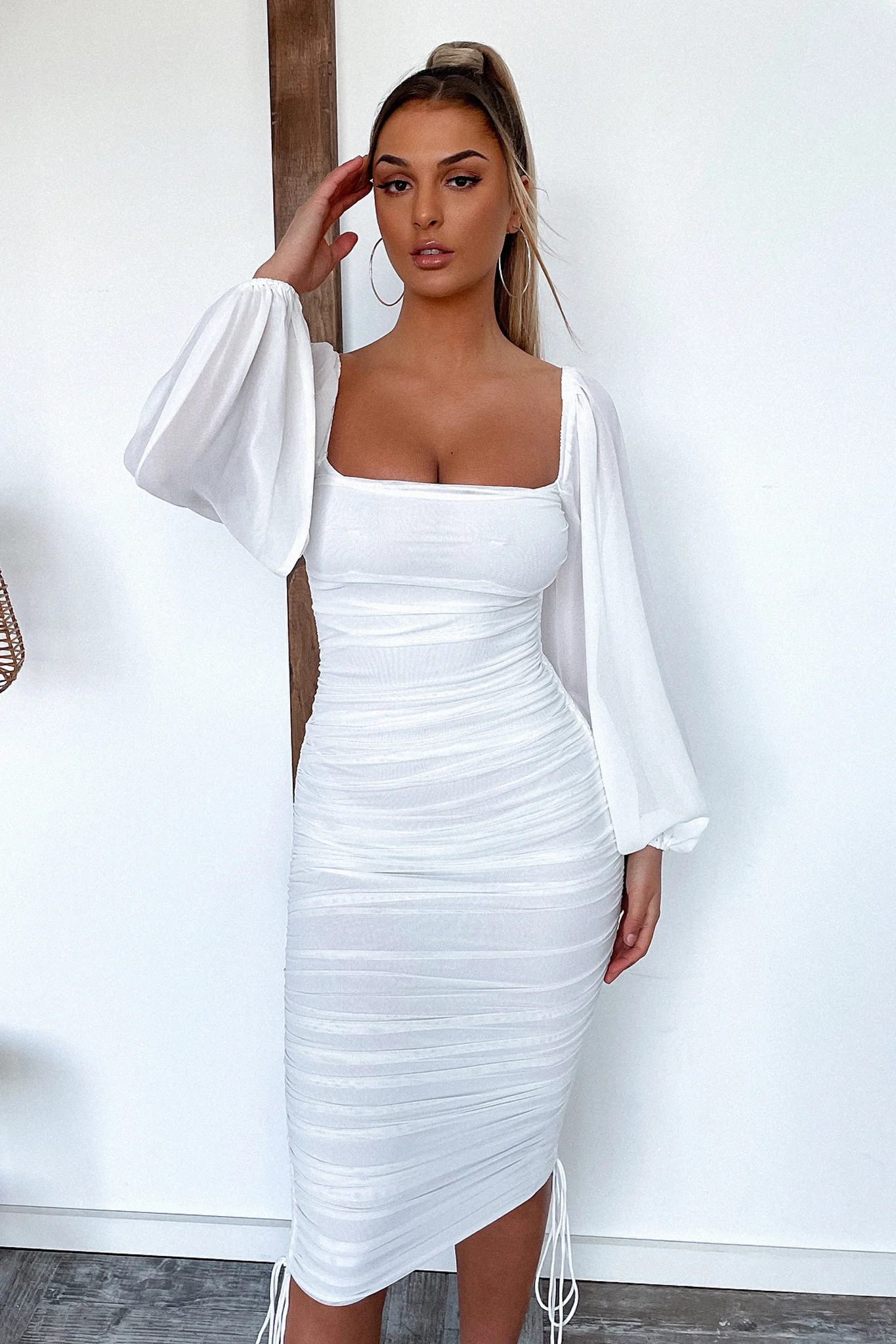 Lorde Midi Dress - White - Image 7