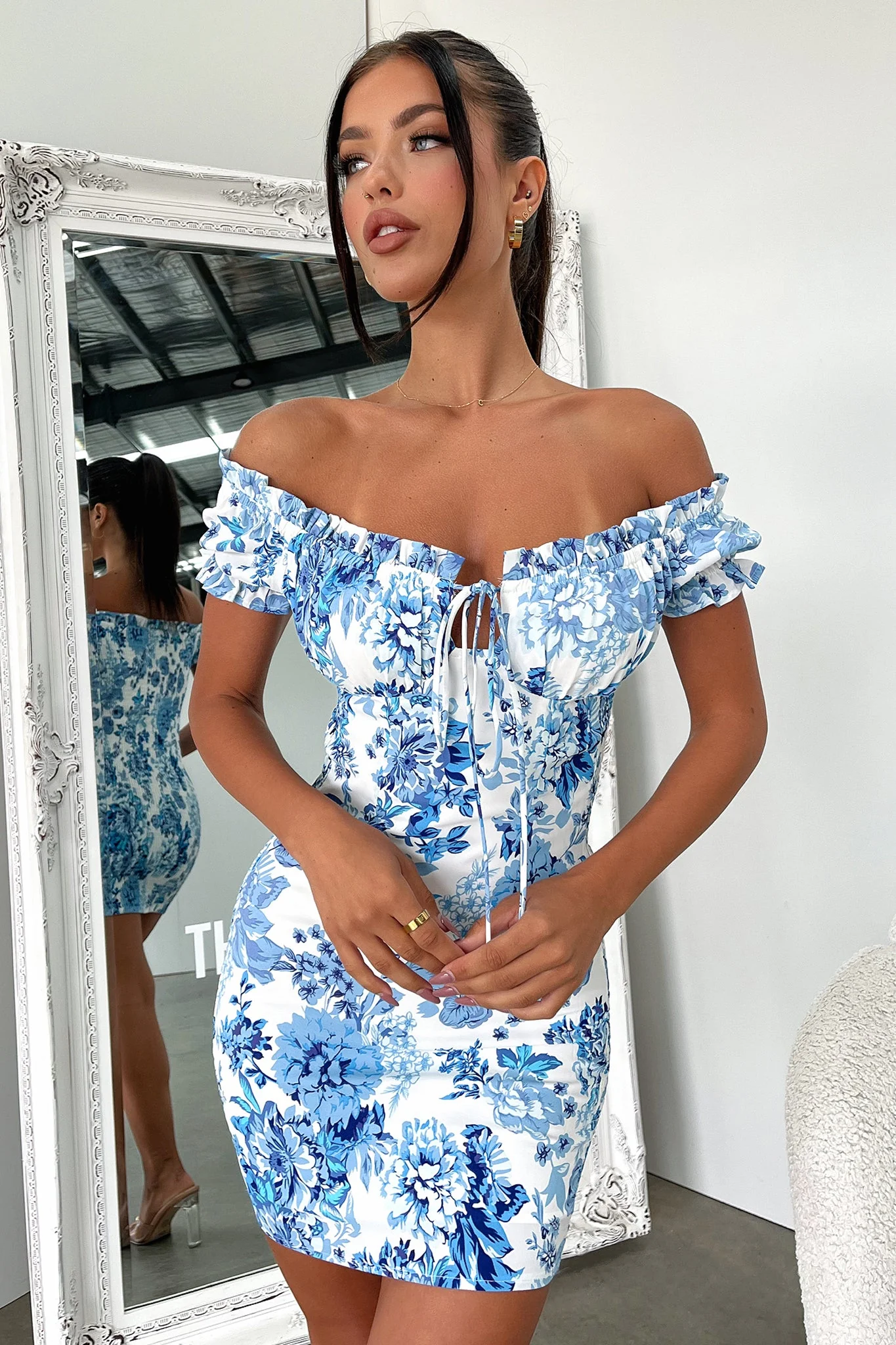 Maisie Dress - Blue/White Floral - Image 2