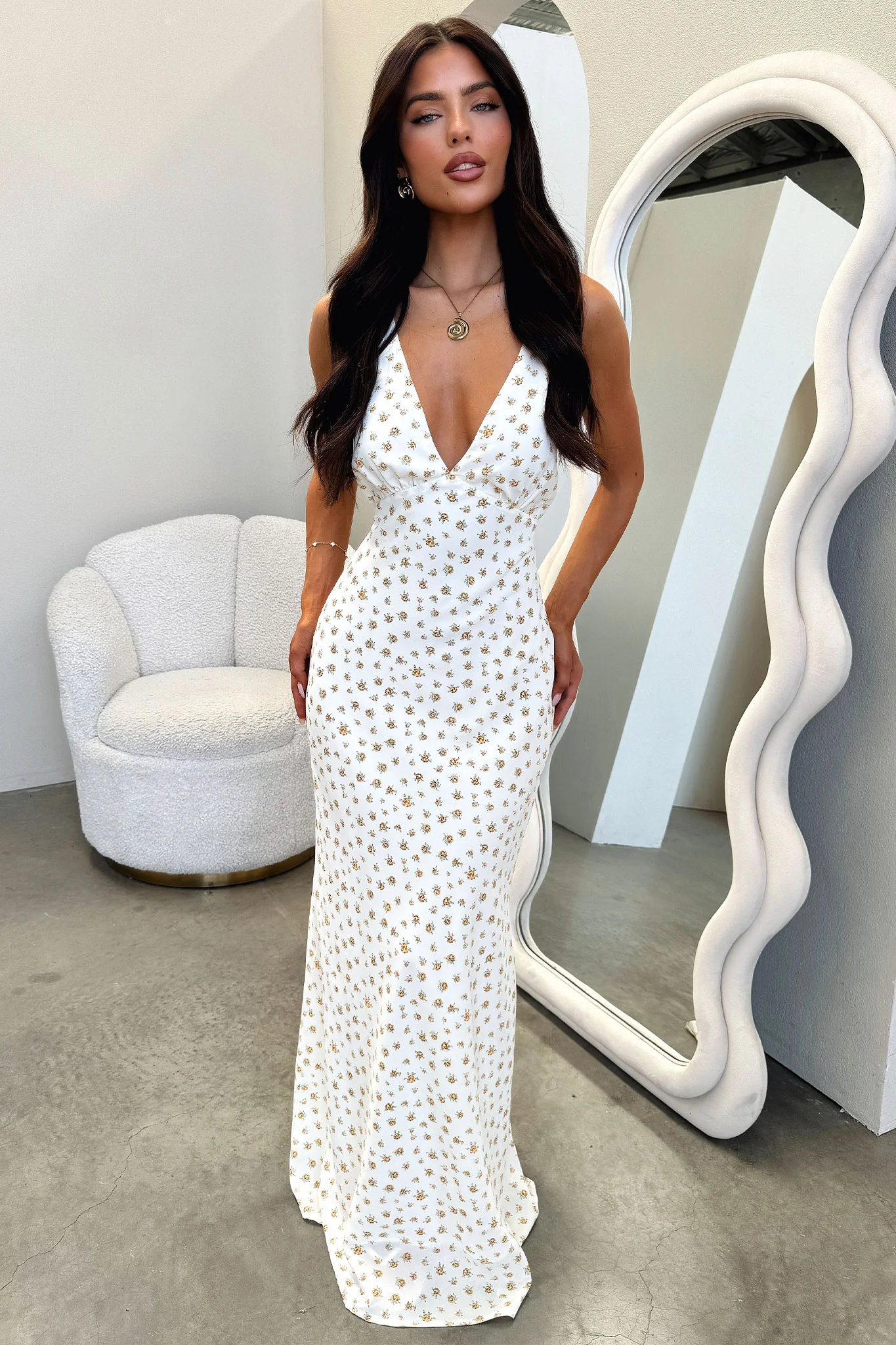 Naf V-Neck Maxi Dress - Yellow Floral - Image 3