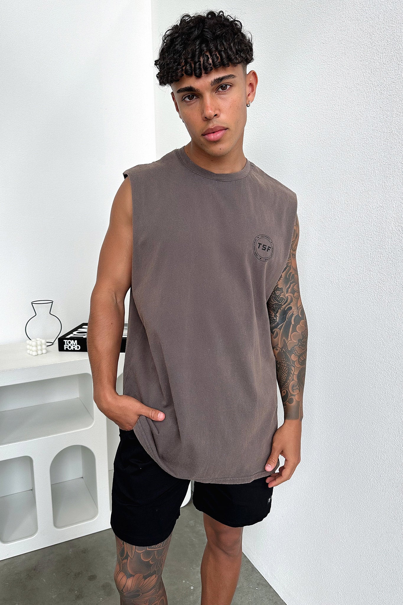 Nate Tank Top - Brown Acid Wash - Image 7