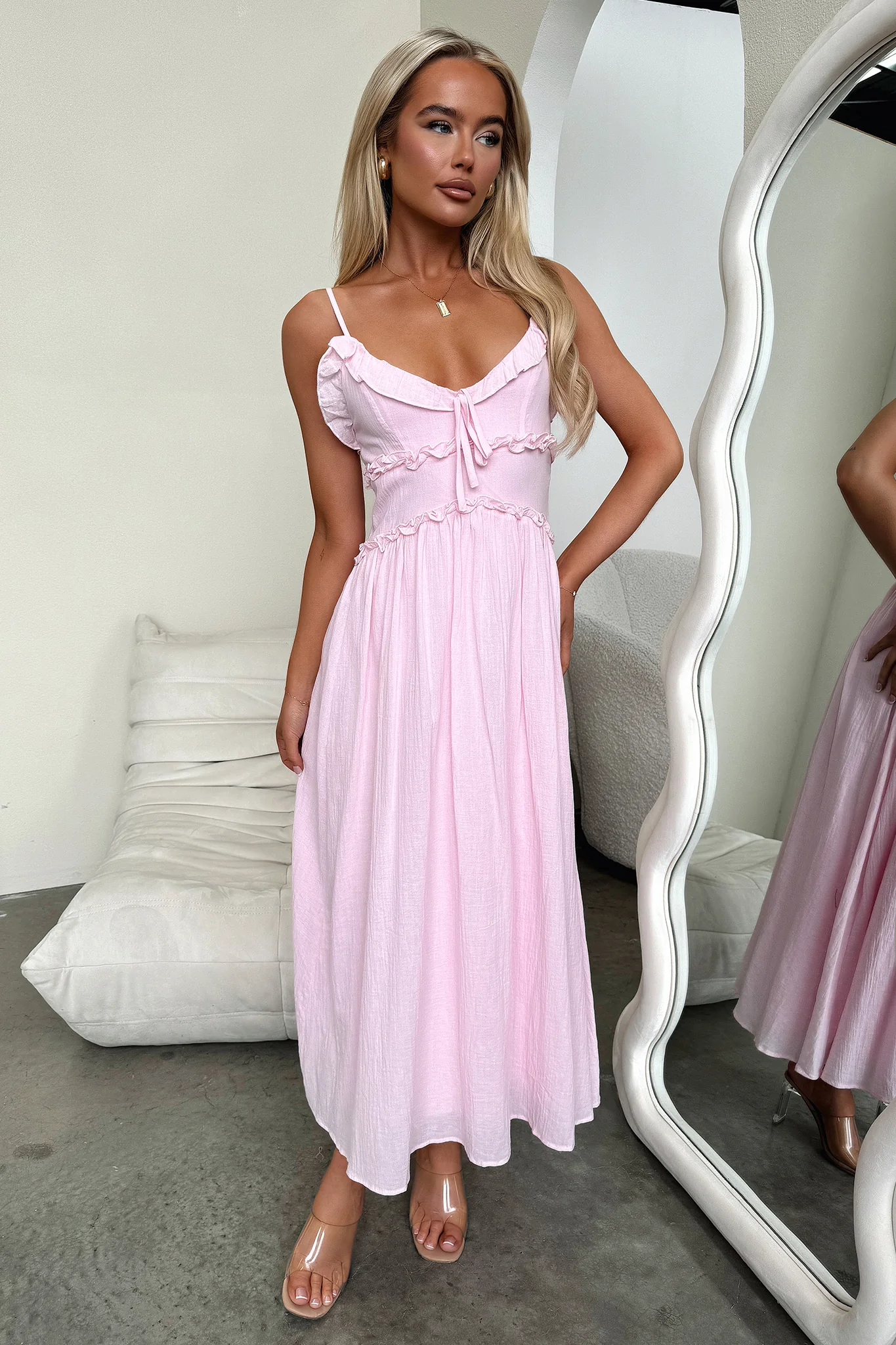 Nicola Midi Dress - Baby Pink - Image 3