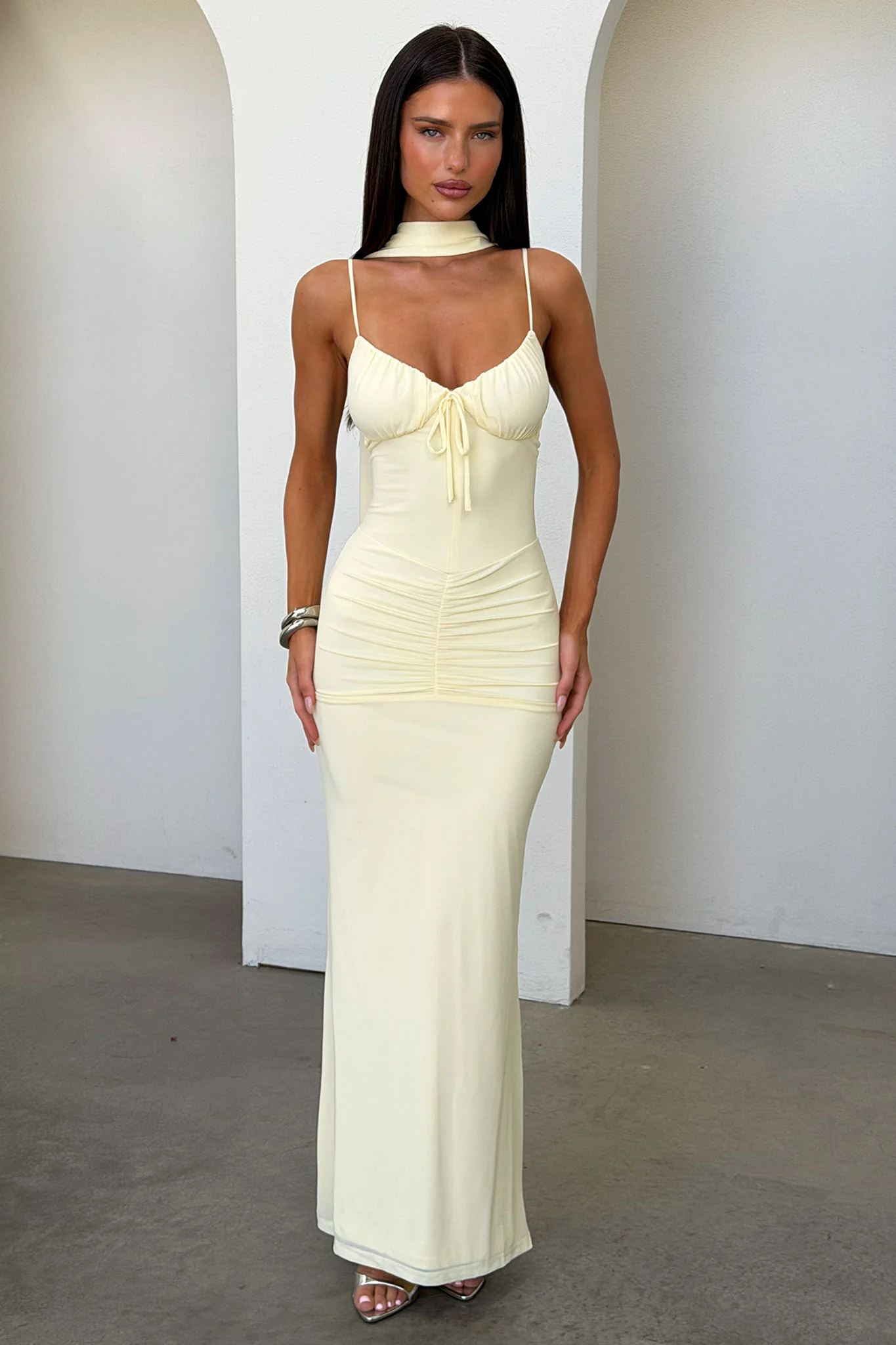 Rosie Mesh Maxi Dress - Baby Yellow - Image 6
