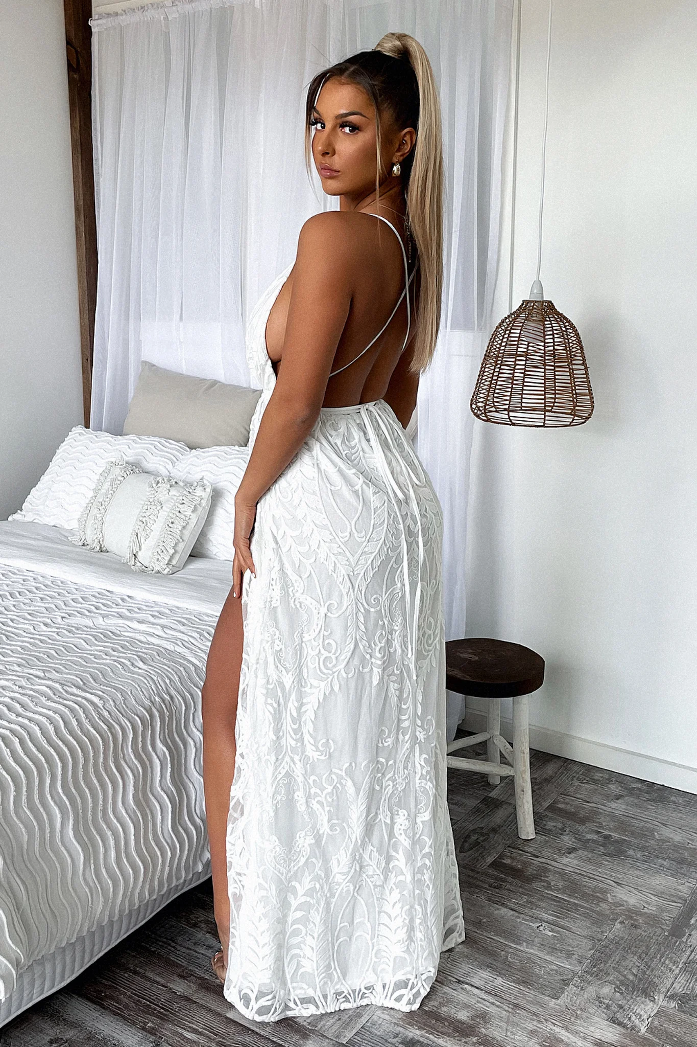 Scarlett Halter Maxi Dress - White - Image 5