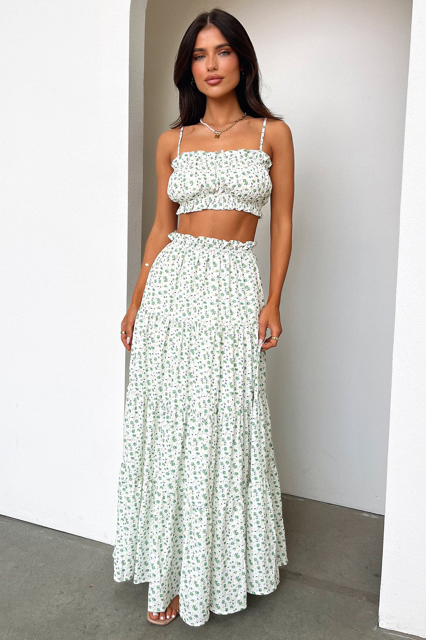 Selina Crop - Green Floral - Image 7