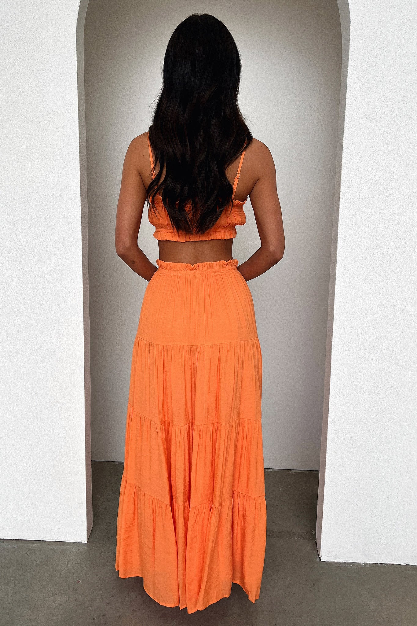 Selina Tiered Maxi Skirt - Orange - Image 11