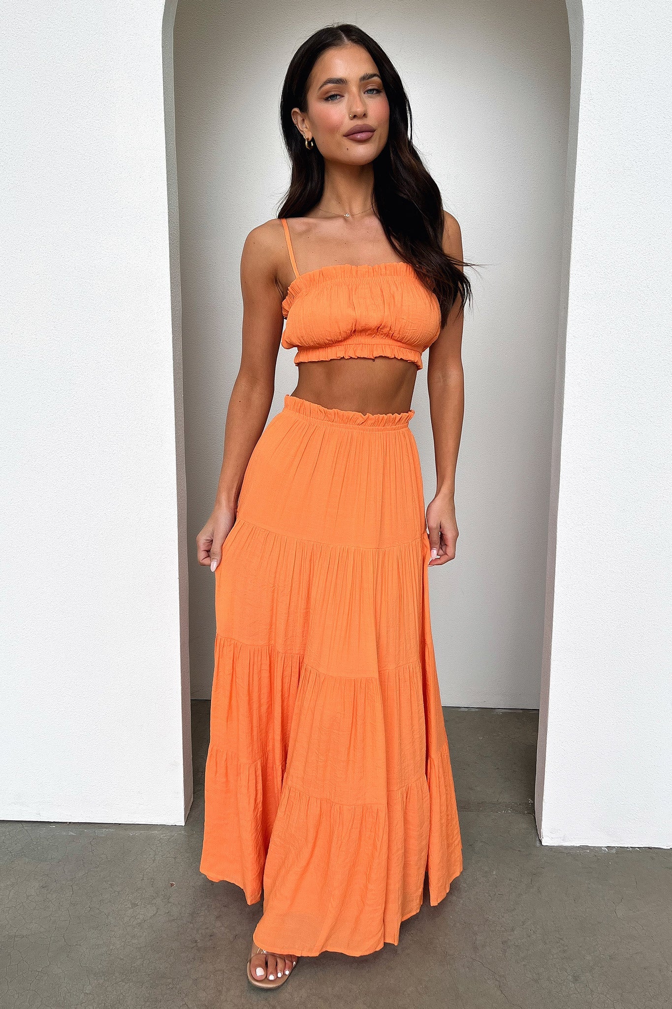 Selina Tiered Maxi Skirt - Orange - Image 5