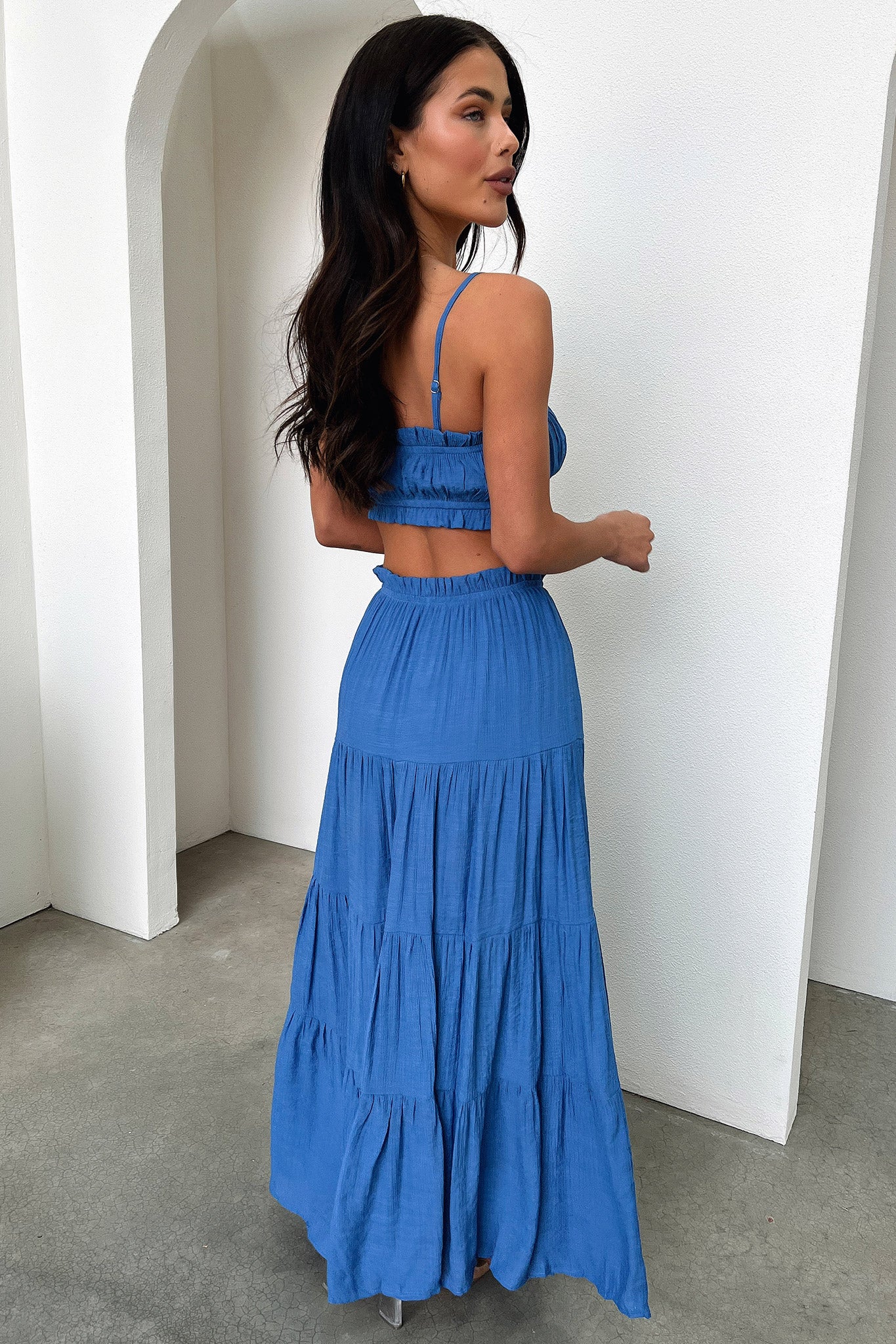 Selina Tiered Maxi Skirt - Royal Blue - Image 11