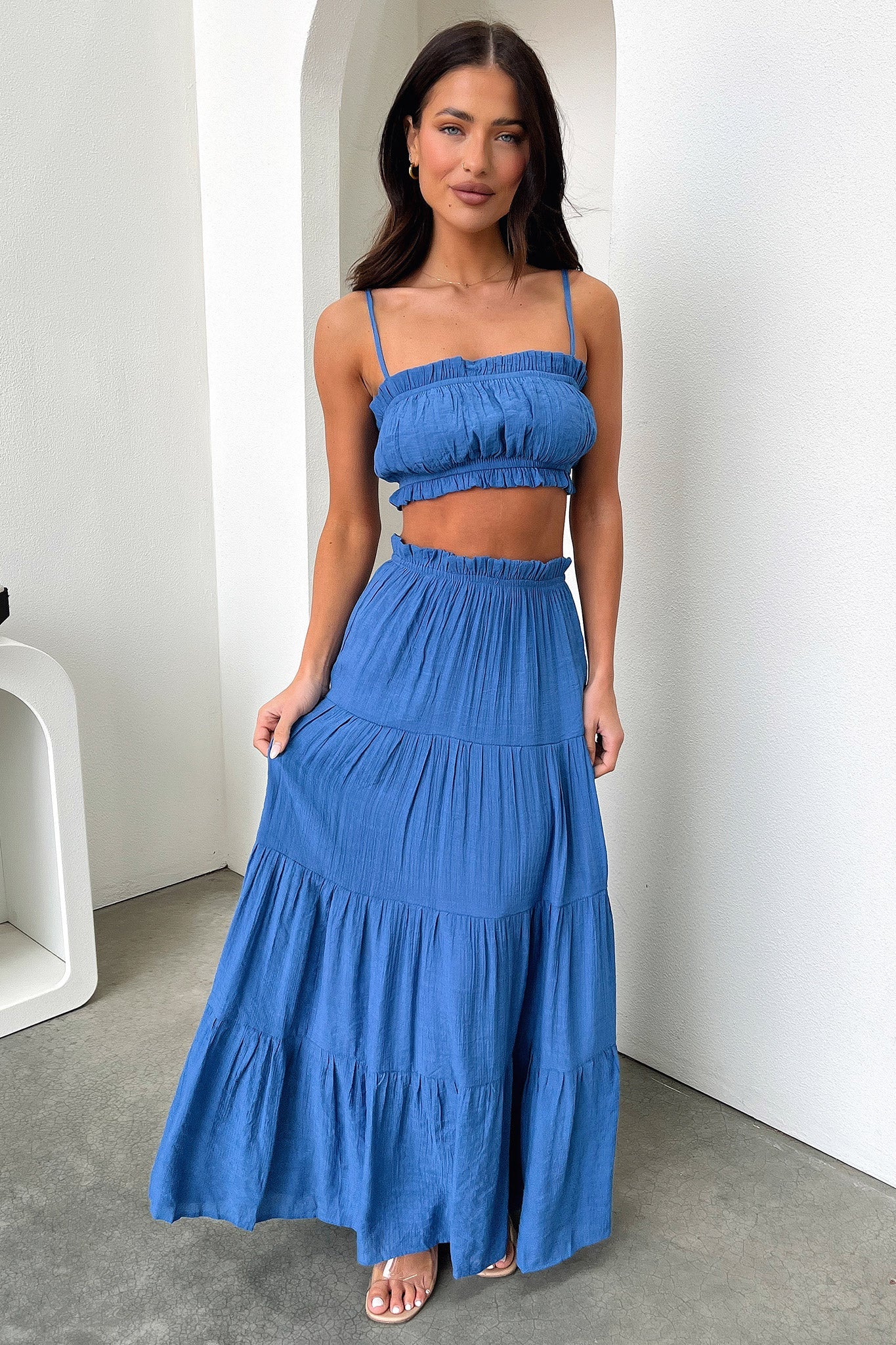 Selina Tiered Maxi Skirt - Royal Blue - Image 4