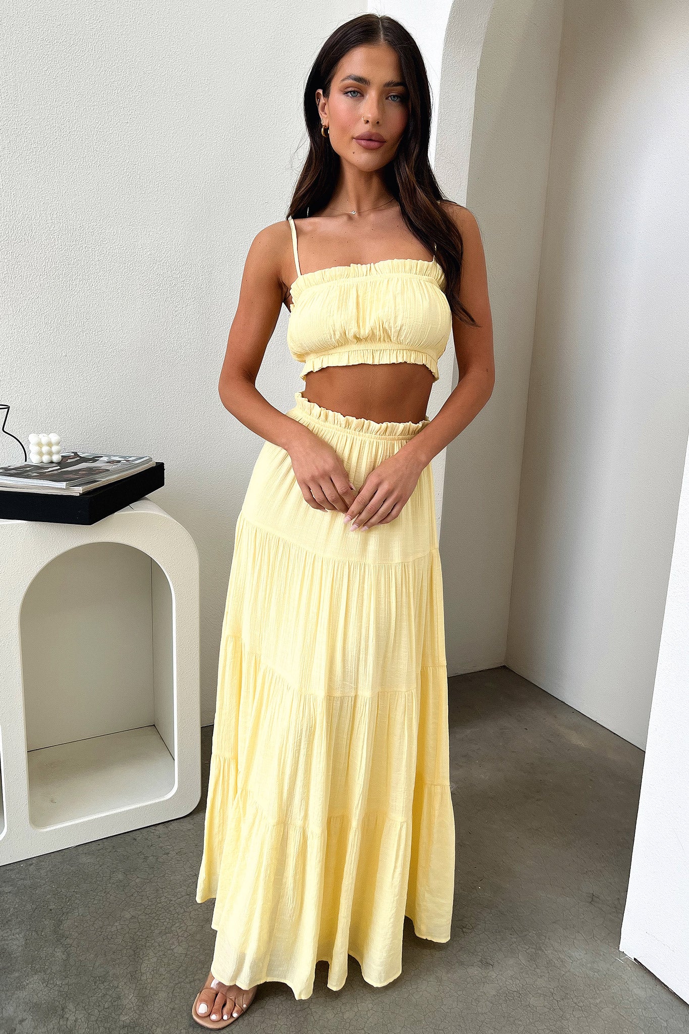 Selina Tiered Maxi Skirt - Yellow - Image 8