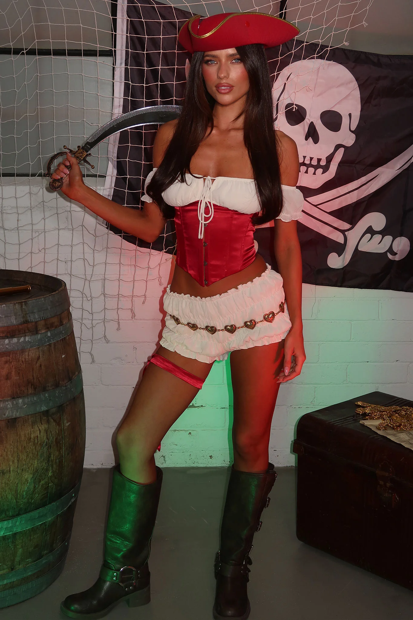 Shipwrecked 2 Piece Set - Ivory/Red - Image 3