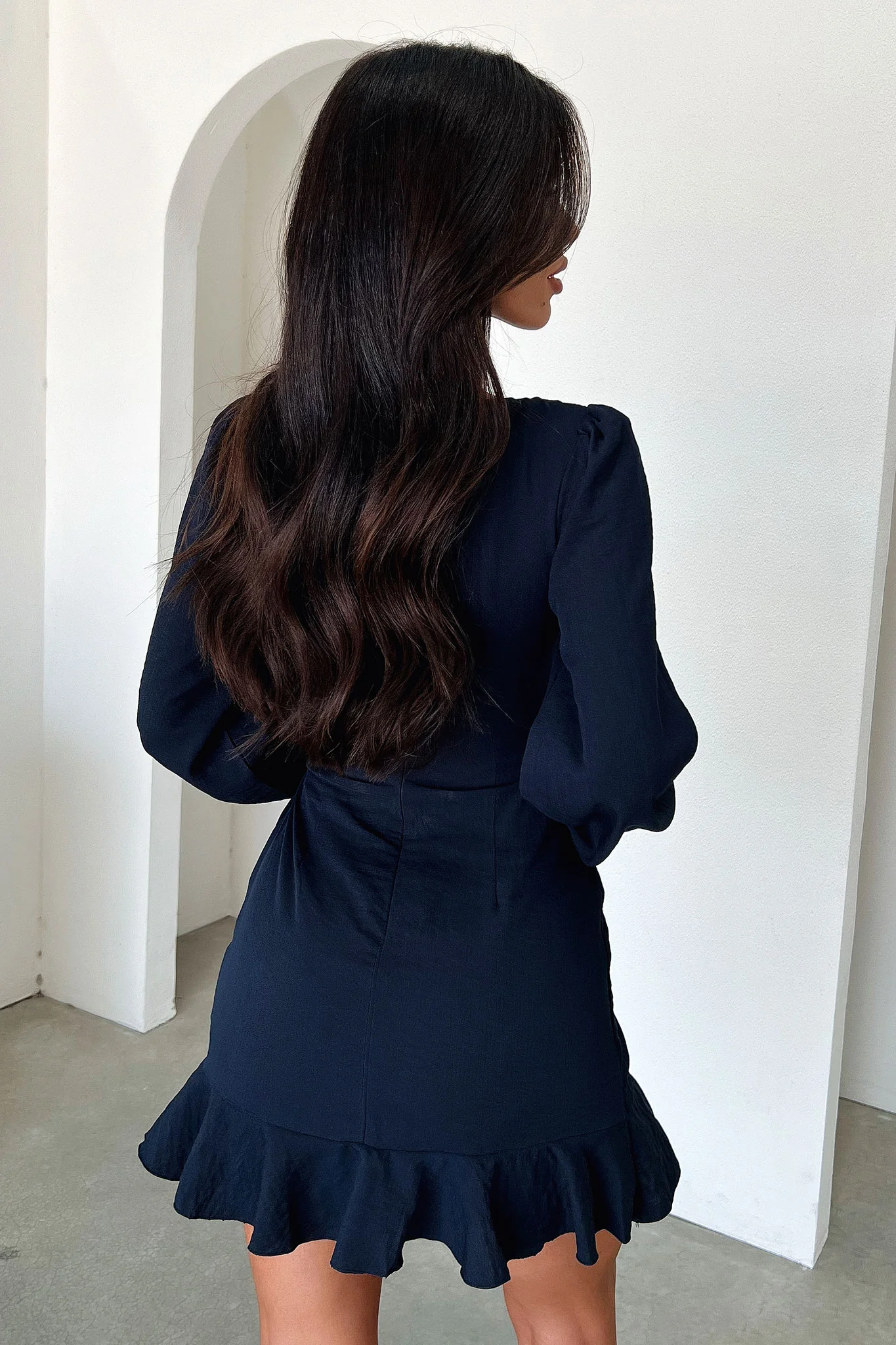 Silvana Long Sleeve Wrap Mini Dress - Navy - Image 7