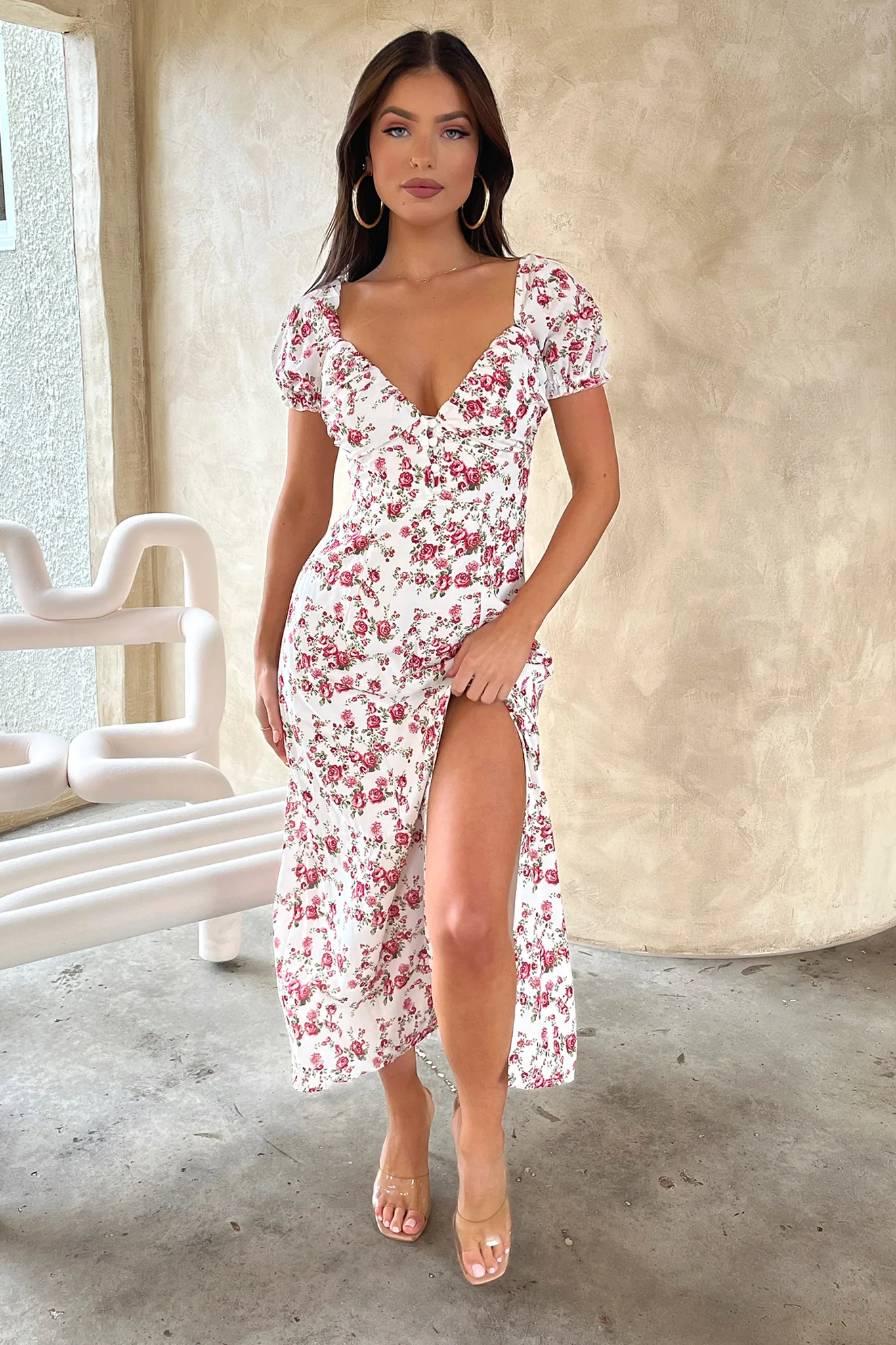 Solem Midi Dress - White / Rose Floral - Image 6