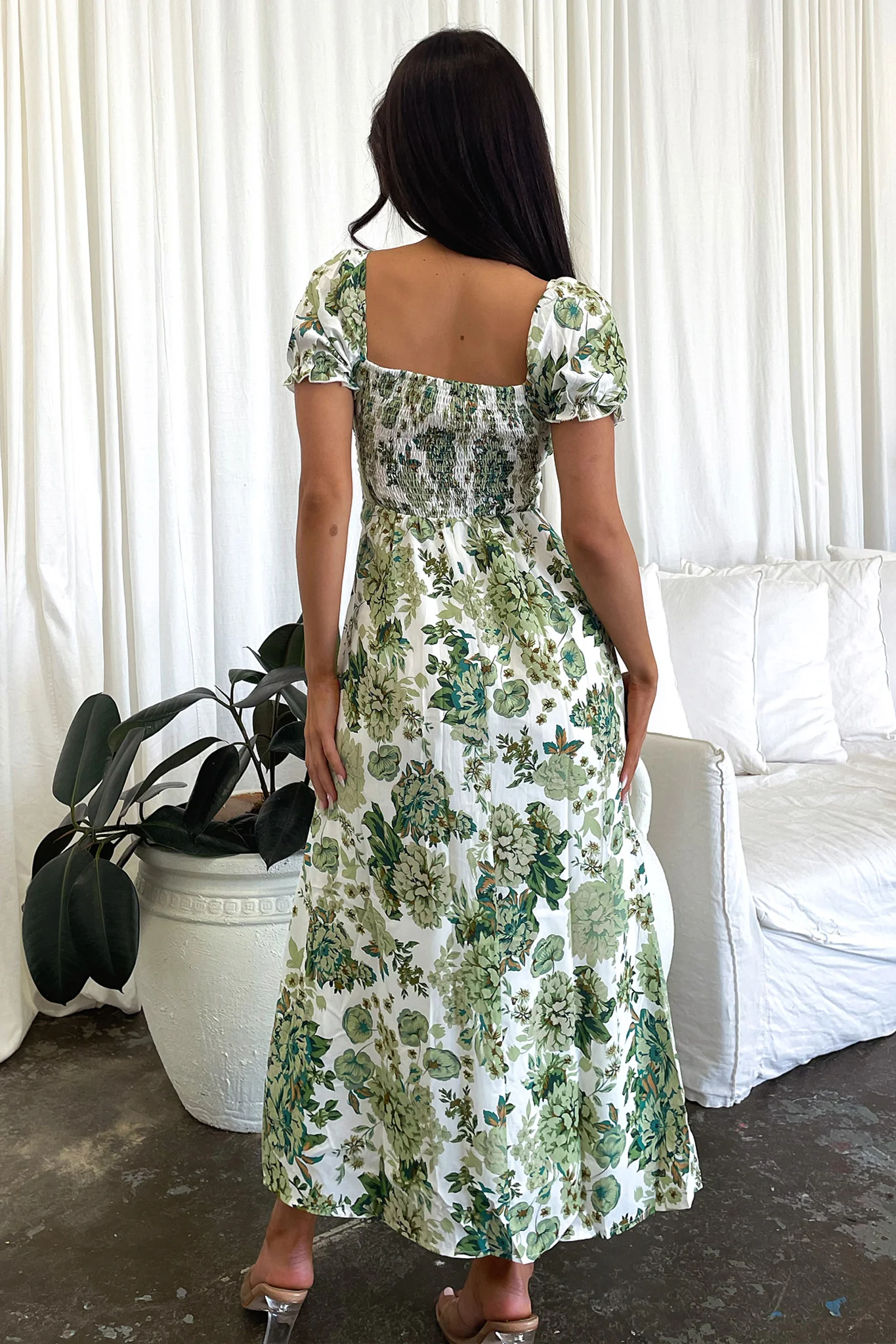 Solem Midi Dress - Green Floral - Image 7