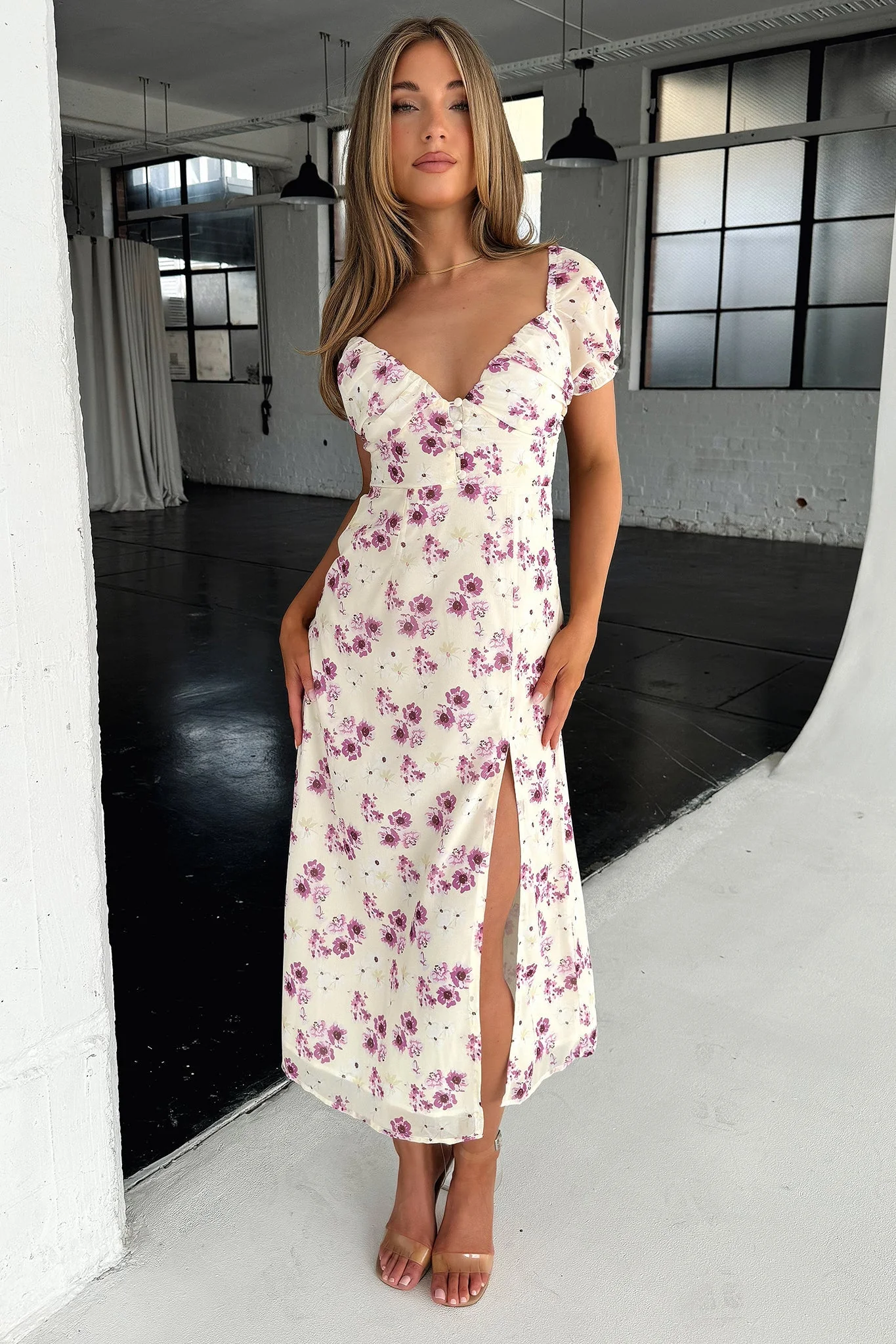 Solem Midi Dress - Yellow Floral - Image 2