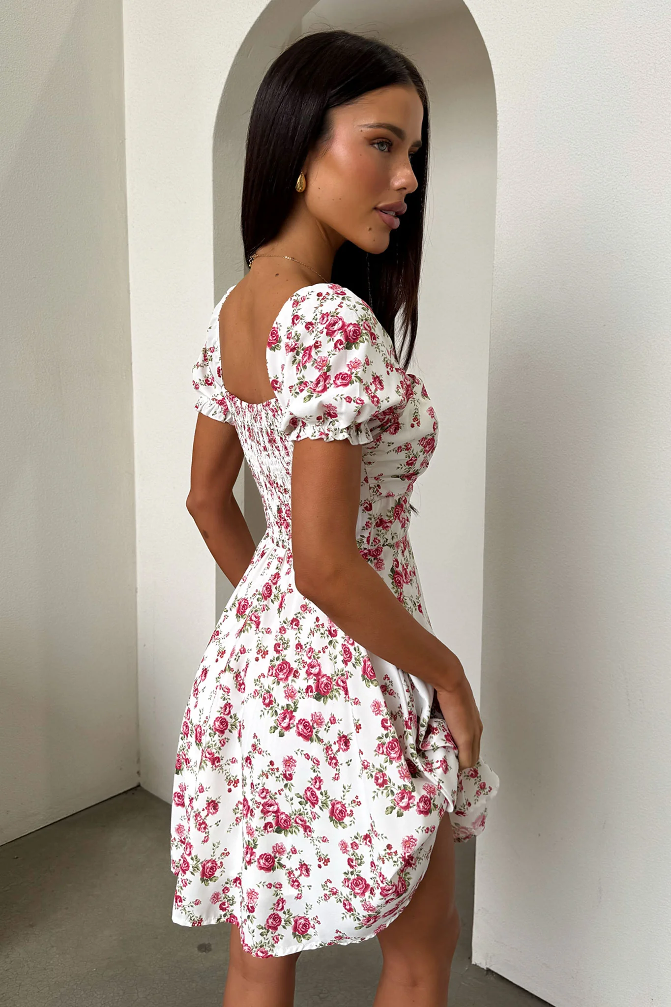 Solem Mini Dress - White / Rose Floral - Image 5